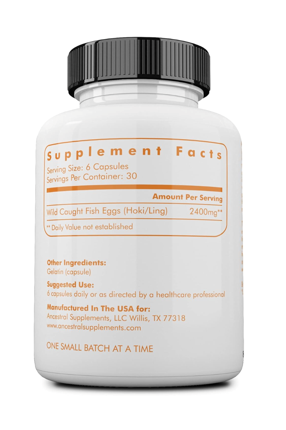 Ancestral Supplements Wild Caught Fish Eggs, 2400mg, Omega-3  Brain, Heart, Fertility and Inflammatory, Whole Food Source of Vitamin D, K2, and A, Non-GMO, 180 Capsul.USA.90.