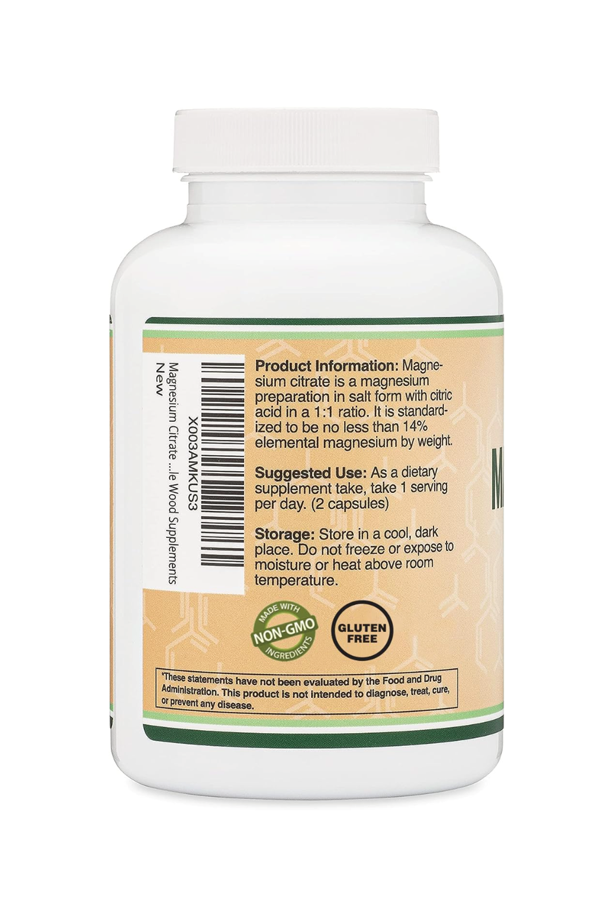 Double Wood Magnesium Citrate Capsules 800mg 180 Capsules (Citrato de Magnesio) Vegan Safe. USA 39.