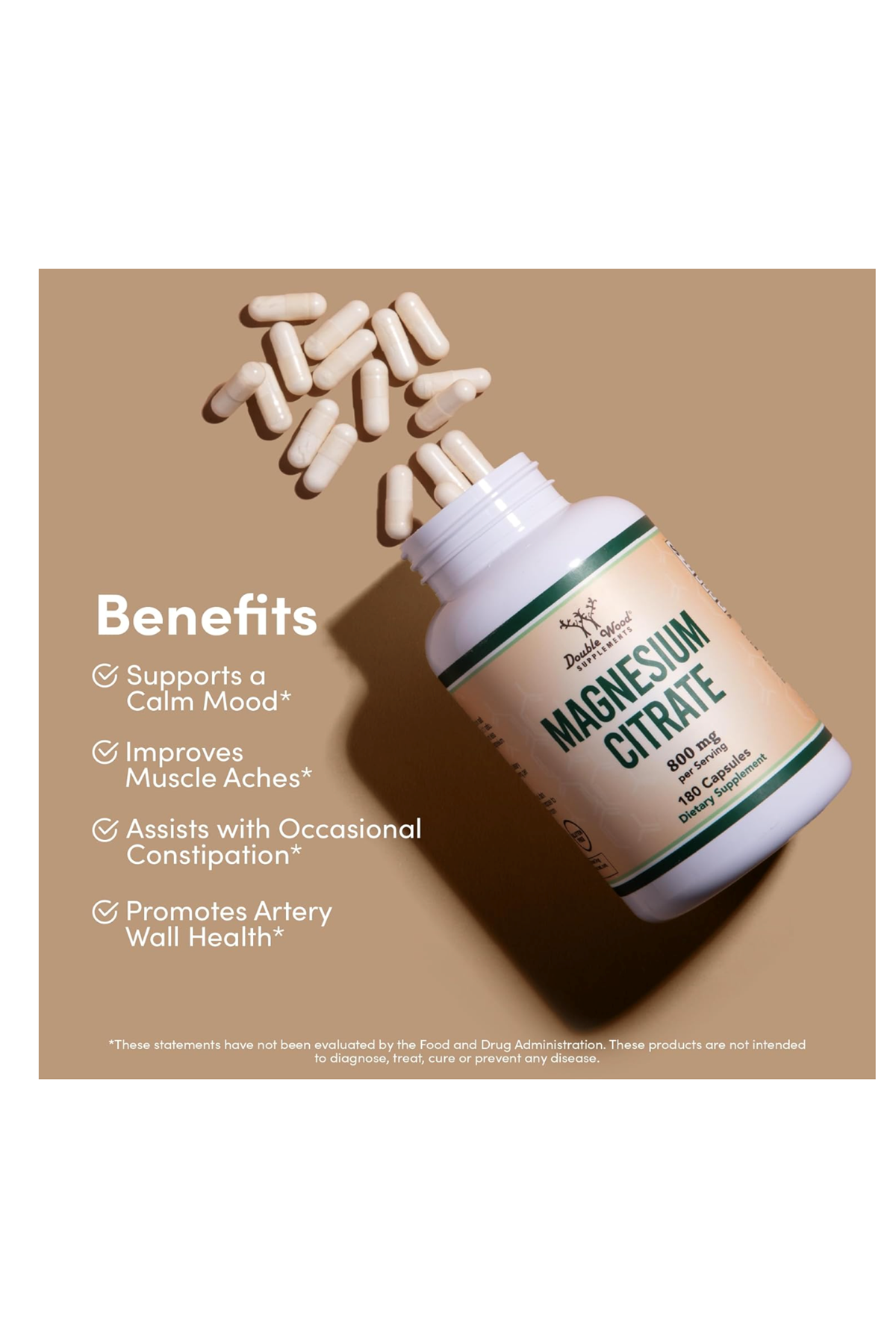 Double Wood (Özelsporcugıdaların'dan !!) Magnesium Citrate 800mg 180 Capsul USA 39.