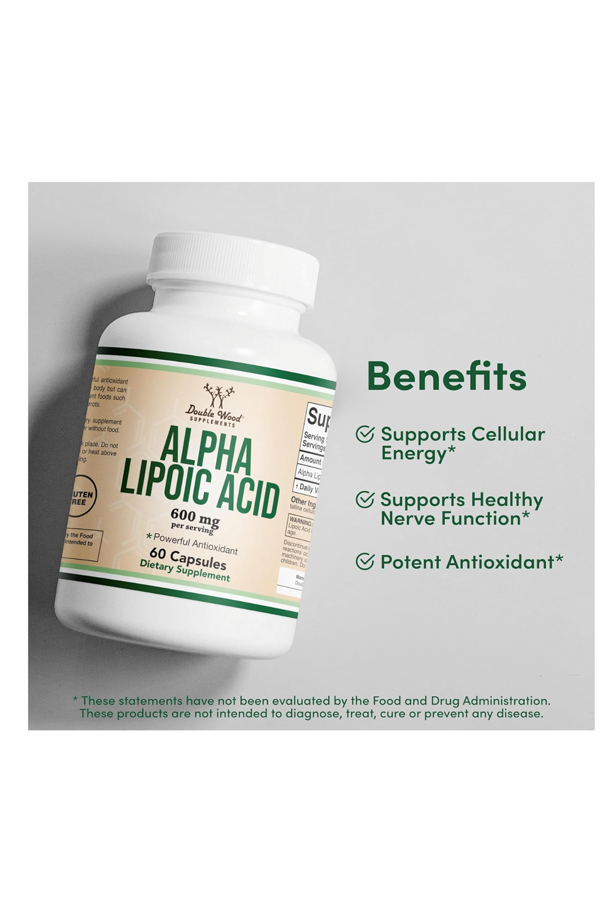 Double Wood Alpha Lipoic Acid 600mg  60 Capsul.36.