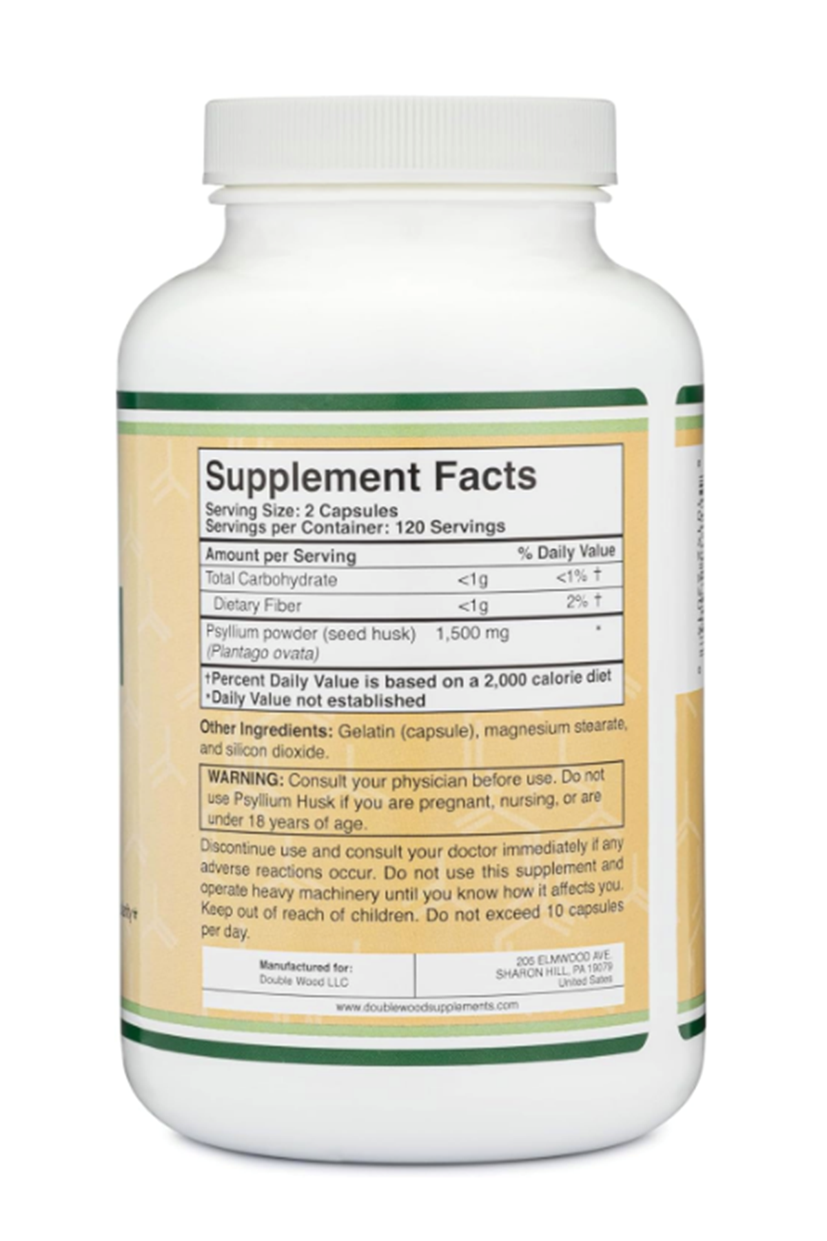 Double Wood  Psyllium Husk (240 Capsul 1,500mg Per Serving) 37.