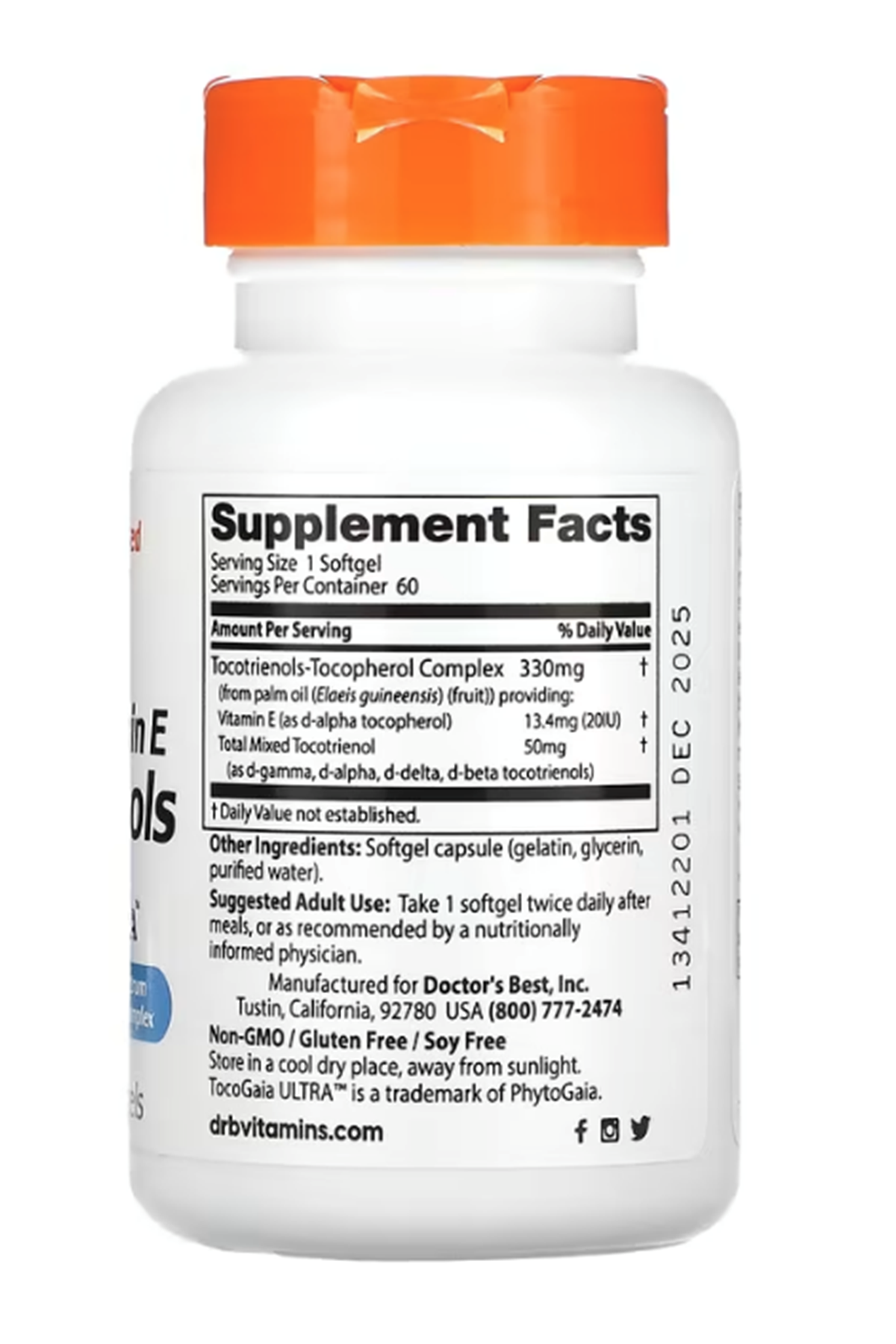 Doctor's Best, Vitamin E Tocotrienols with TocoGaia Ultra, 50 mg, 60 Softgels.Abd 47.