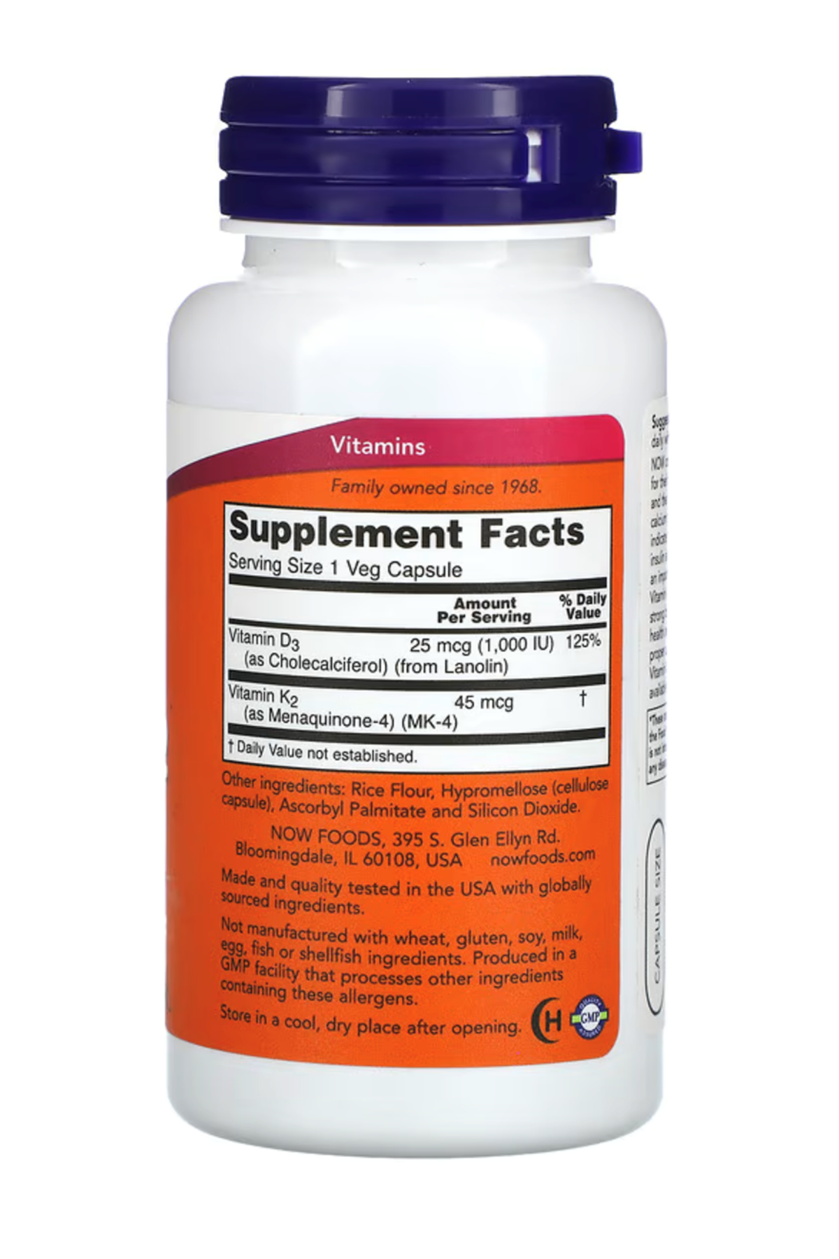 NOW  Vitamin D-3  K-2  120 Veg Capsule.Özel Sporcu Gıdaların'dan.ABD Menşei.36.