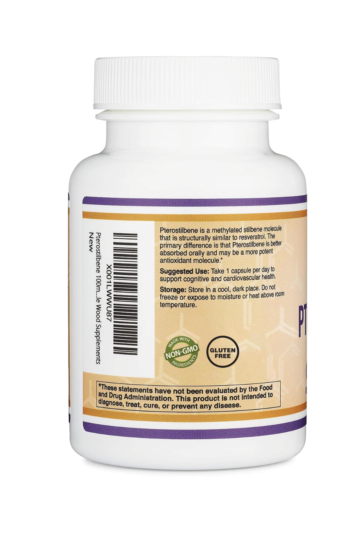 Double Wood Pterostilbene 100mg  60 Capsul, Resveratrol, Antioxidant for Longevity 38.