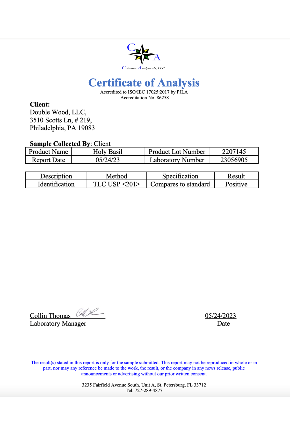 Double Wood Holixer Holy Basil Extract 250mg 60 Capsul.38.
