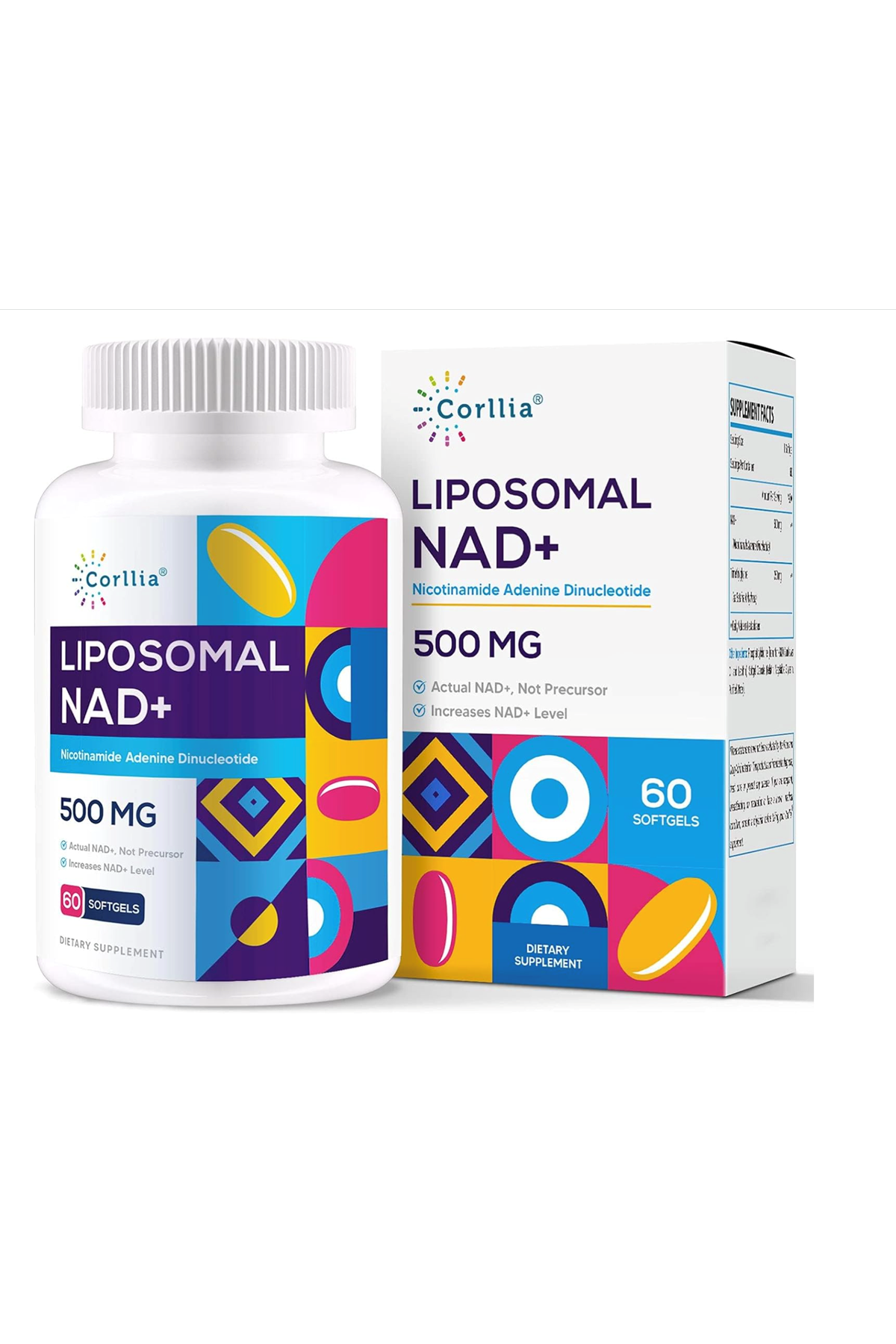 Corllia Liposomal NAD+ 500mg with TMG 250mg, 60 Softgels.Usa.48.