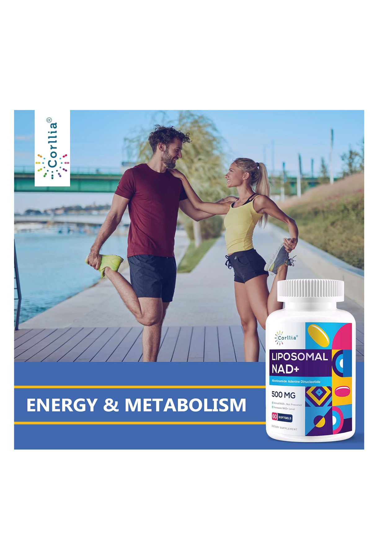 Corllia Liposomal NAD+ 500mg with TMG 250mg, 60 Softgels.Usa.48.