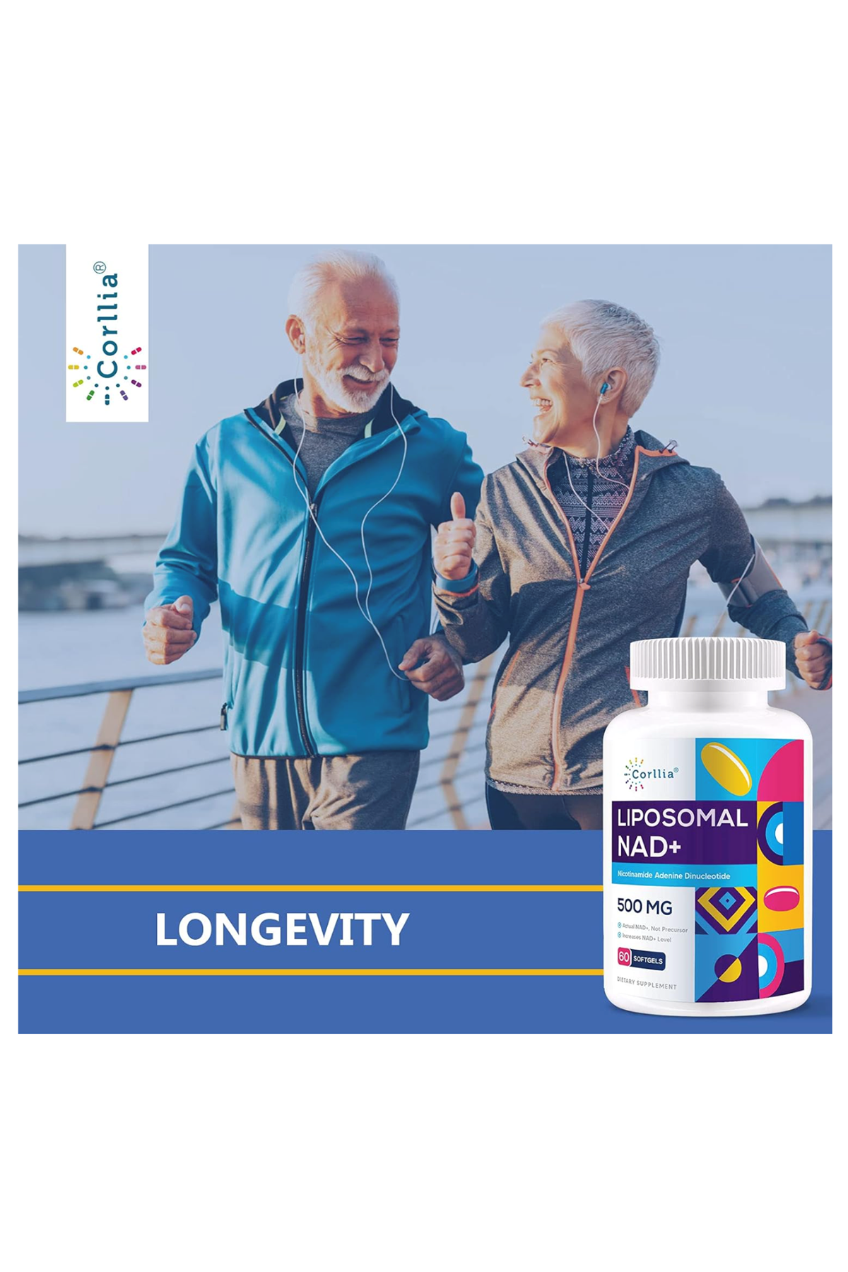 Corllia Liposomal NAD+ 500mg with TMG 250mg, 60 Softgels.Usa.48.