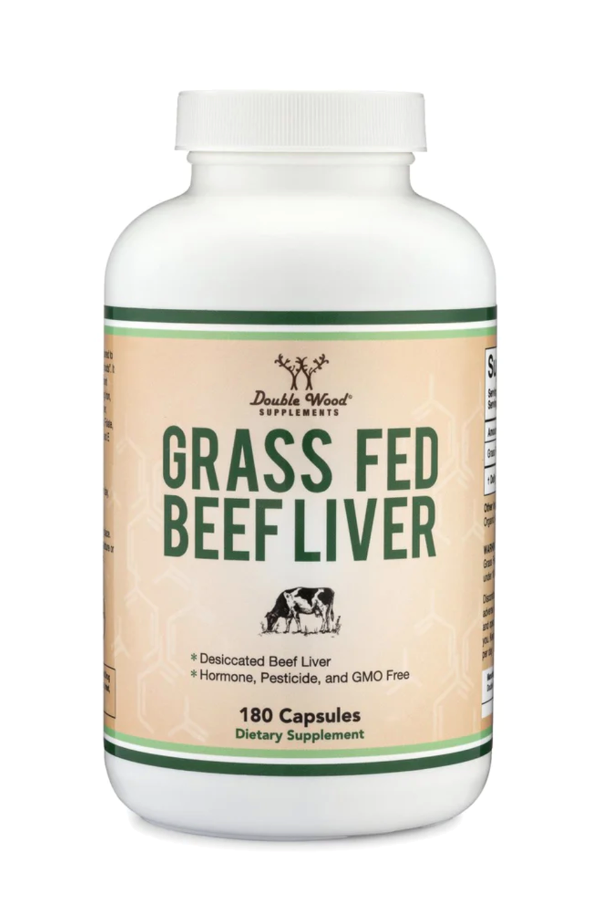 Double Wood Grass Fed Beef Liver 1000mg 180 Capsul. Usa Version 38.