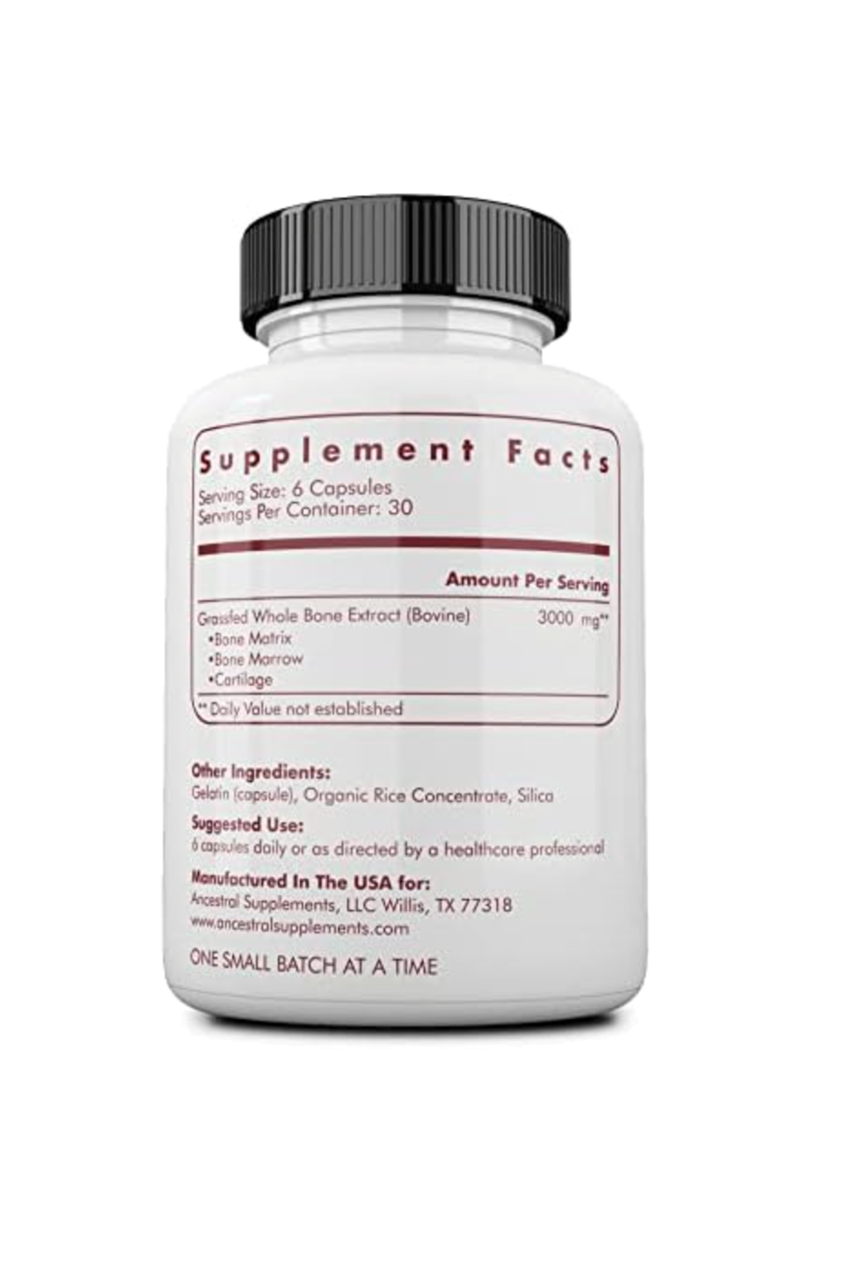 Ancestral Supplements Grass Fed Beef Bone and Marow 3000mg,  180 Capsul.Abd Menşei 79.