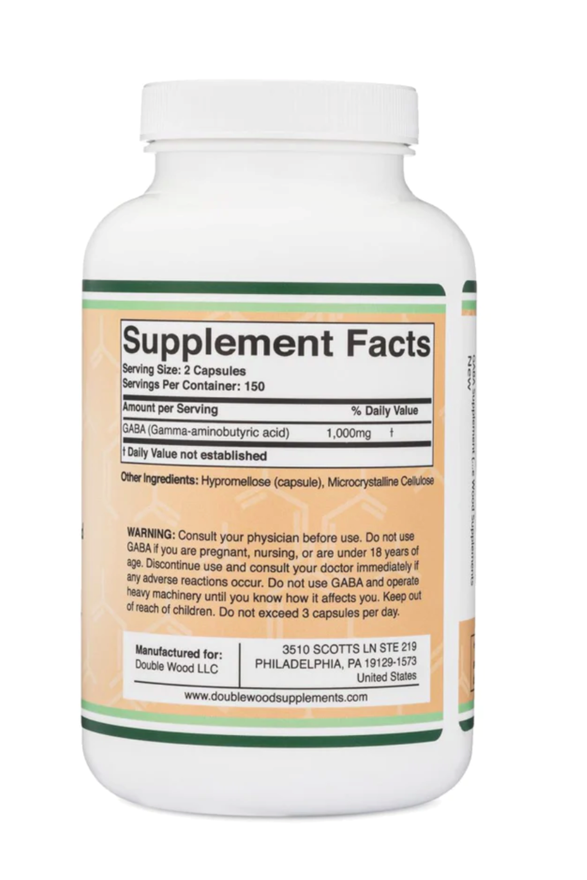 DoubleWood GABA 1,000,mg 300 Capsules.Made ın Usa.40.