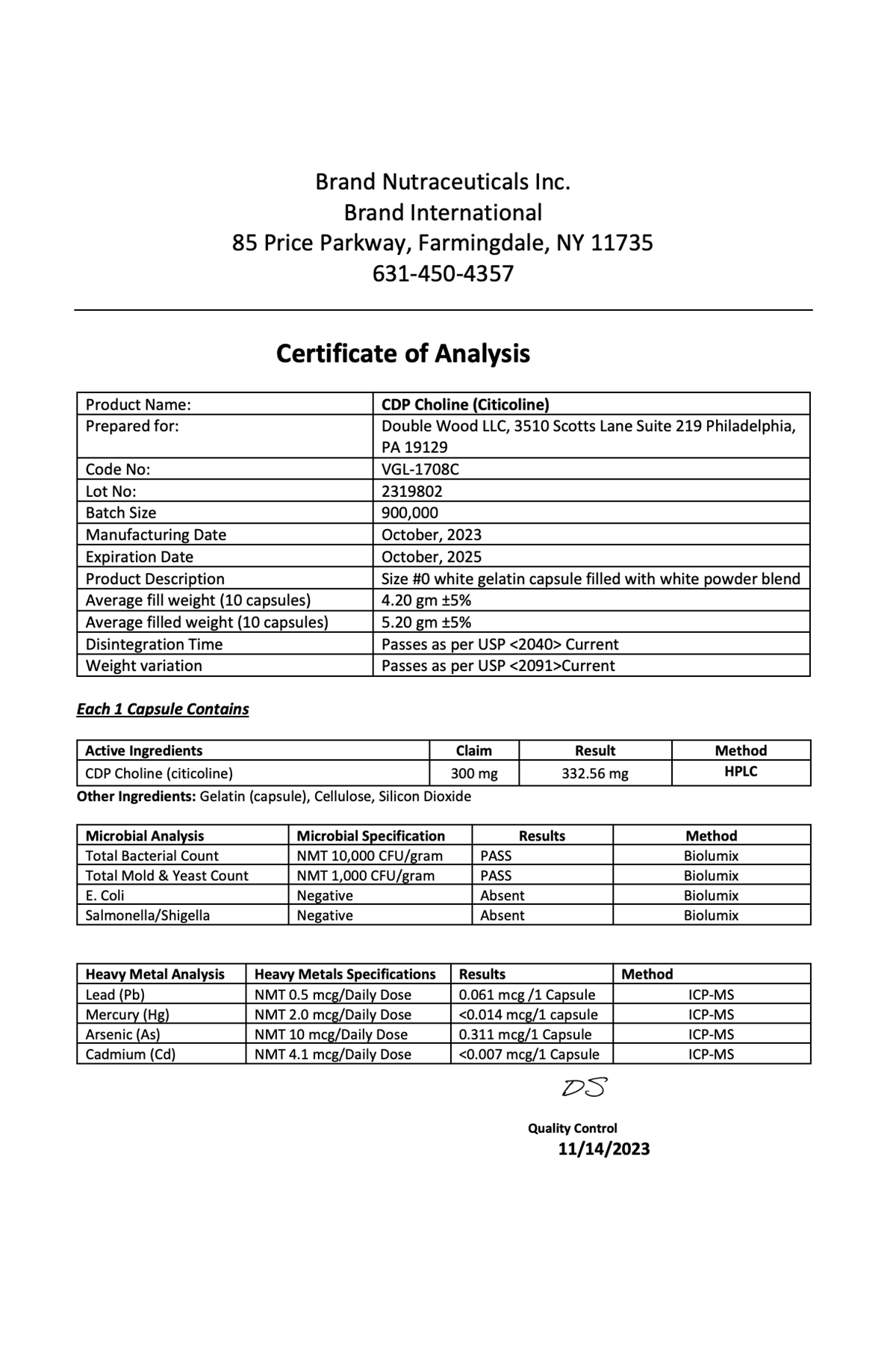 Double Wood CDP Choline 300mg 60 Capsul.Abd Menşei 40.