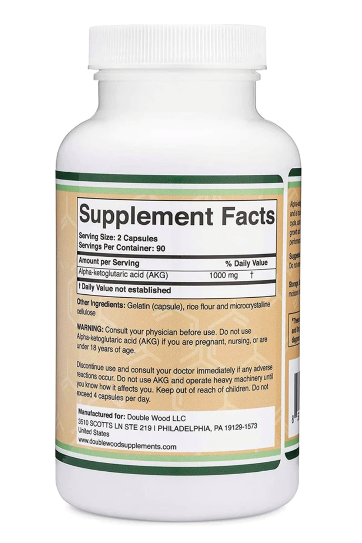 Double Wood   Alpha-Ketoglutaric Acid (AKG) 1000mg 180 Capsul.Abd Menşei.41.