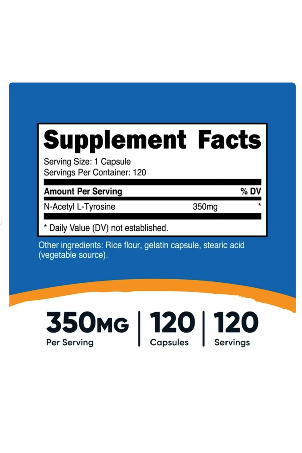 Nutricost N-Acetyl L-Tyrosine (NALT) 350mg, 120 Capsules.35.