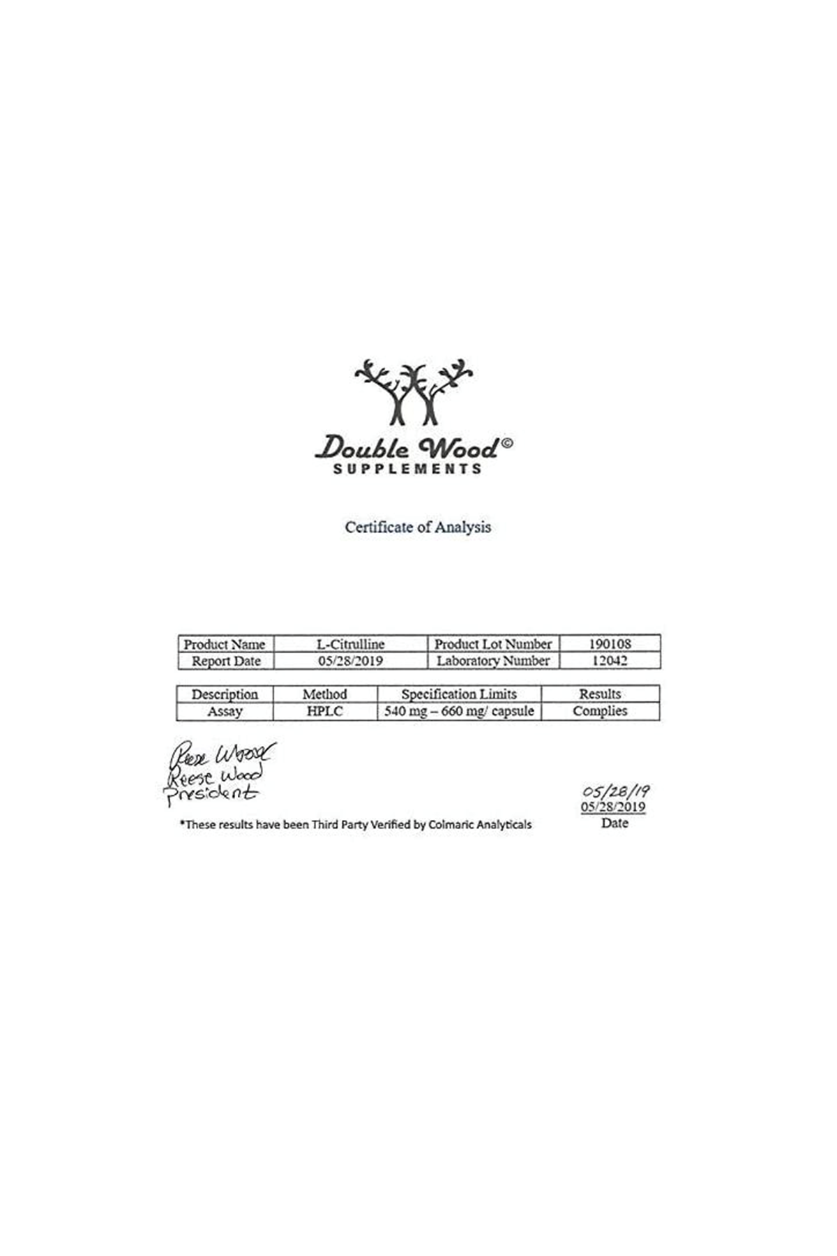 Double Wood L Citrulline Capsules 1,200mg Per Serving, 210 Capsul.40.