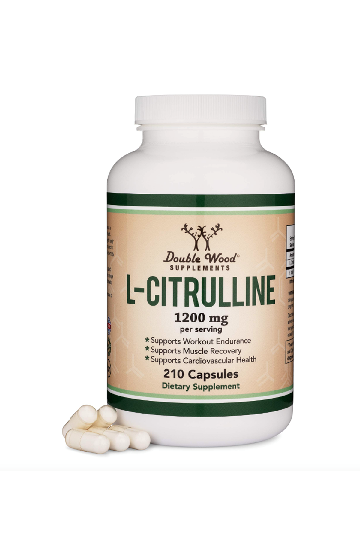 Double Wood L Citrulline Capsules 1,200mg Per Serving, 210 Capsul.40.