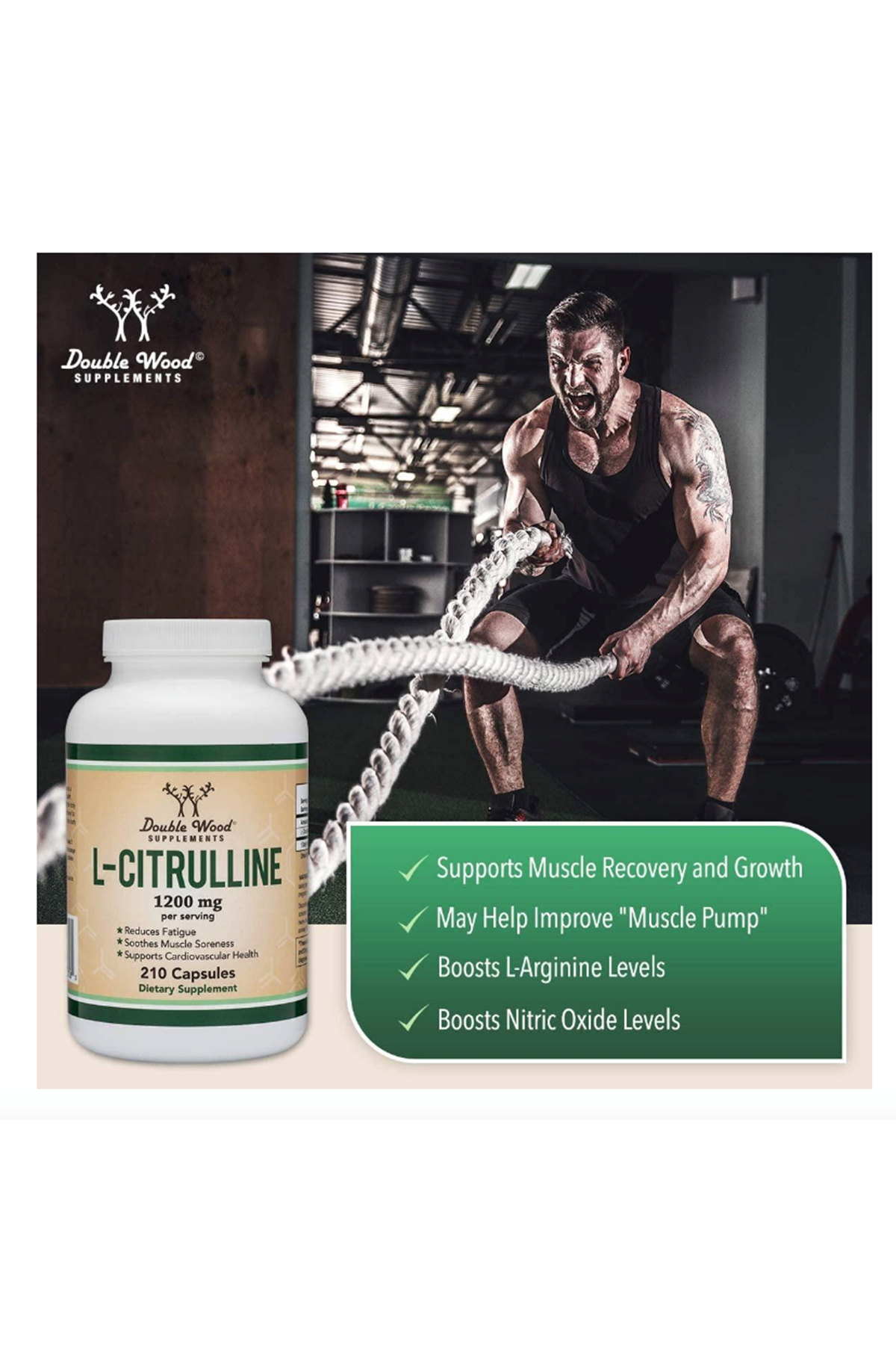 Double Wood  L-Citrulline 1200mg Per Serving, 210 Capsul.40.