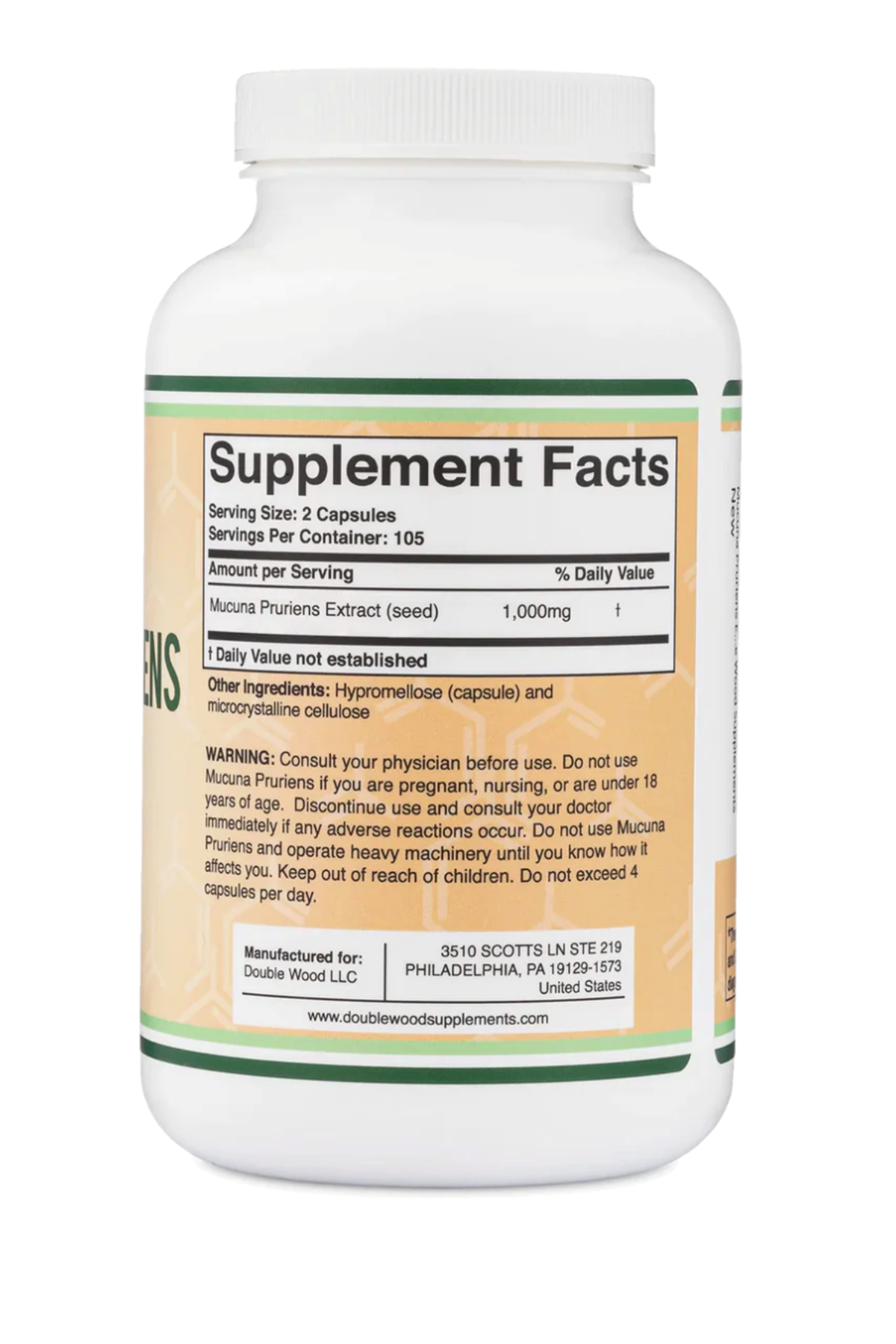 Double Wood  Mucuna Pruriens Extract Dopamine Boosting-210 Capsul.39.