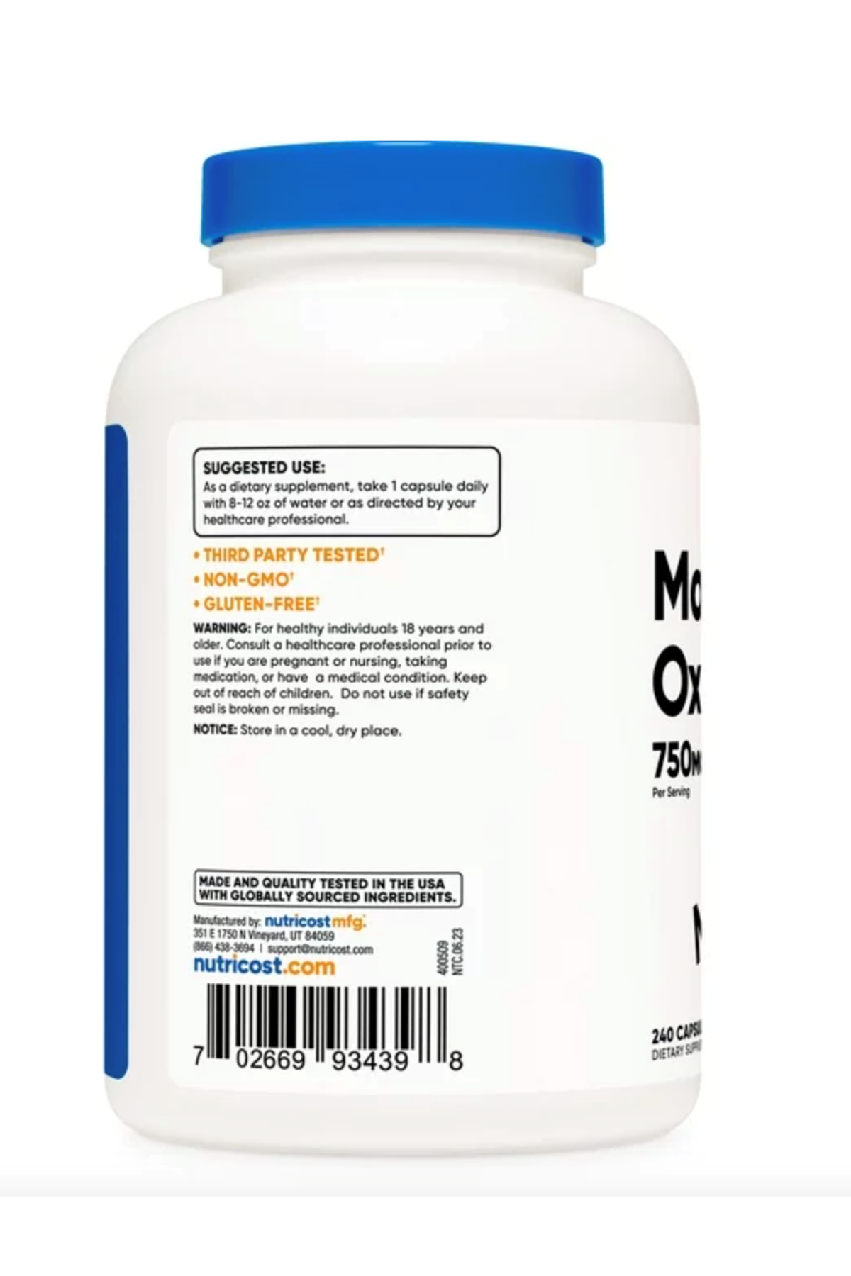Nutricost (Özelsporcugıdaların'dan !!) Magnesium Oxide 750mg, 240 Capsules.36.