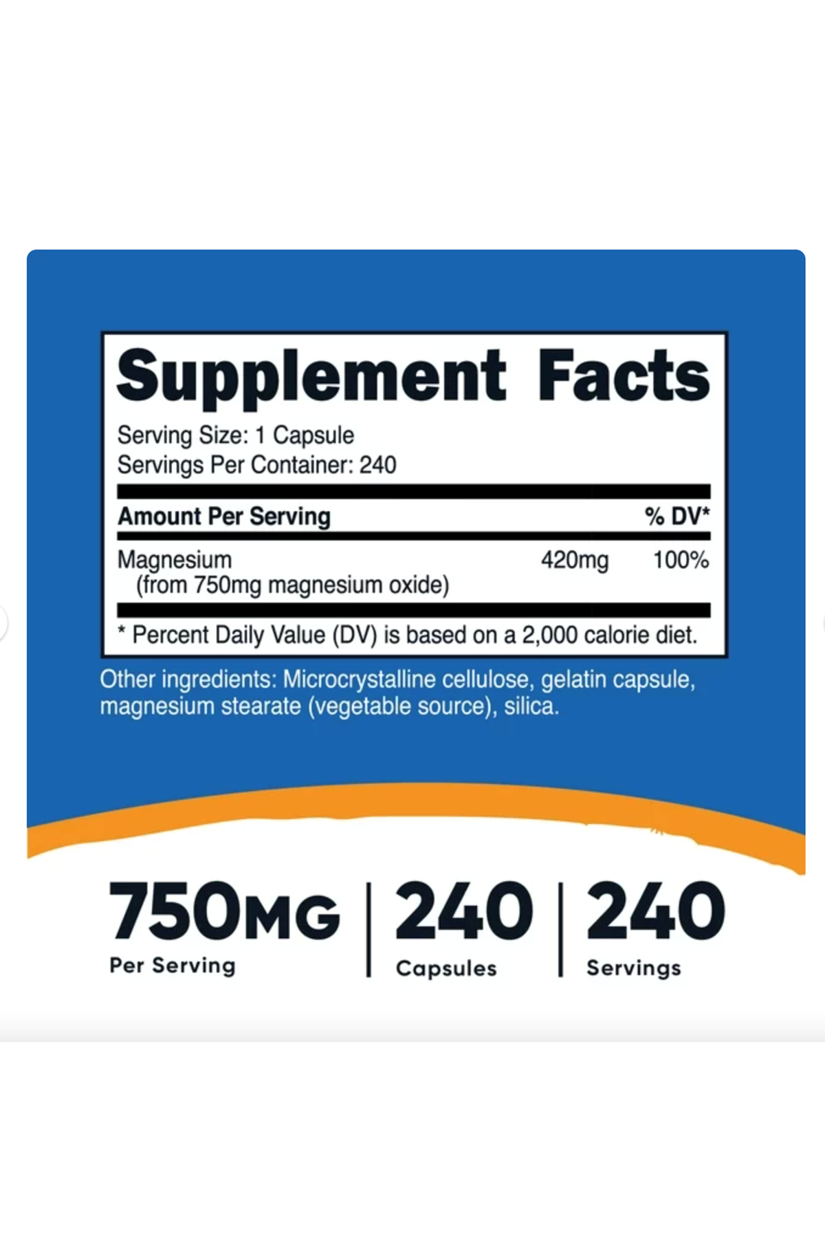 Nutricost  Magnesium Oxide 750mg, 240 Capsules.36.