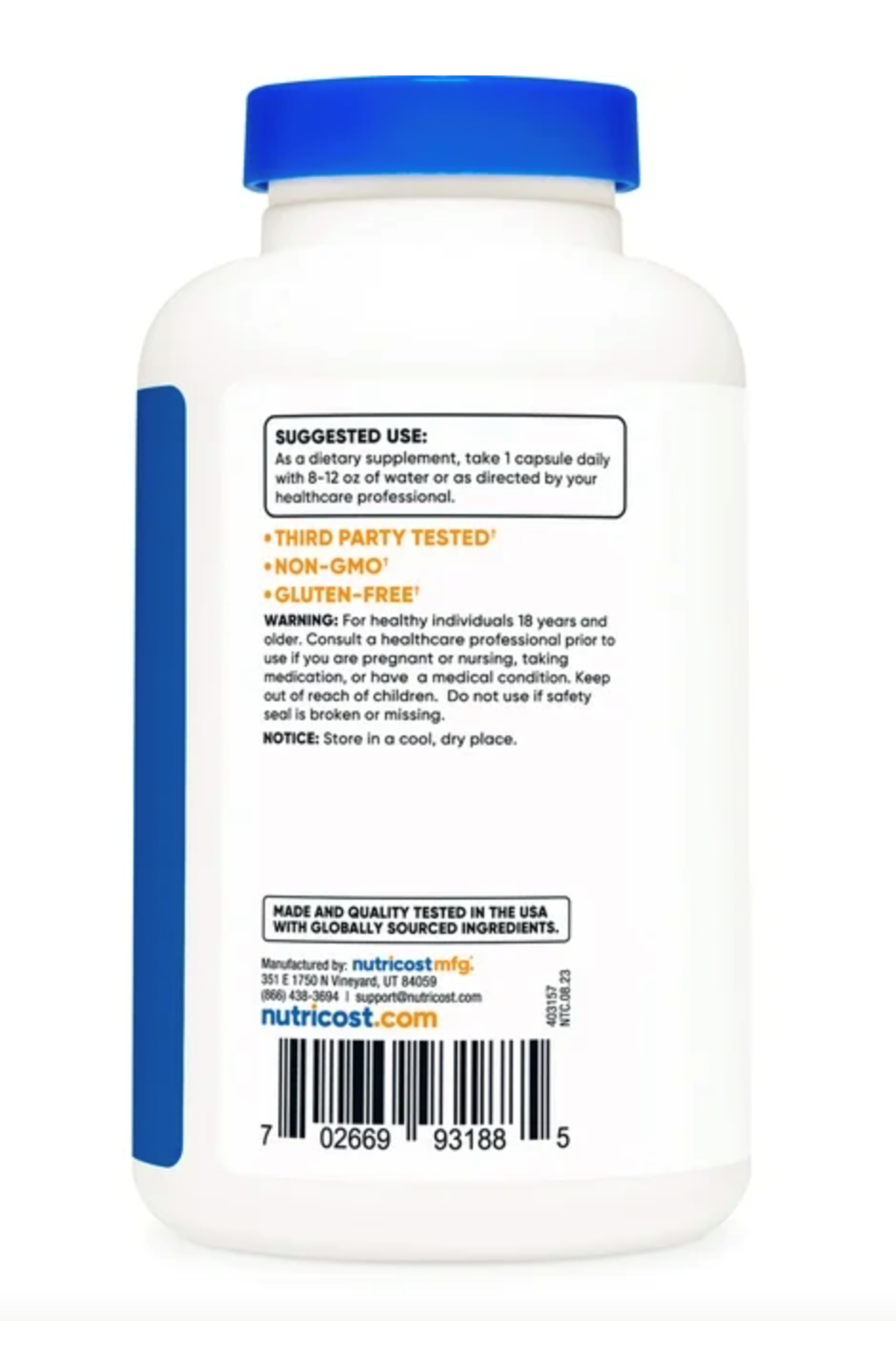 Nutricost L-Tyrosine 500mg, 180 Capsules - Non-GMO & Gluten Free.Usa.37.