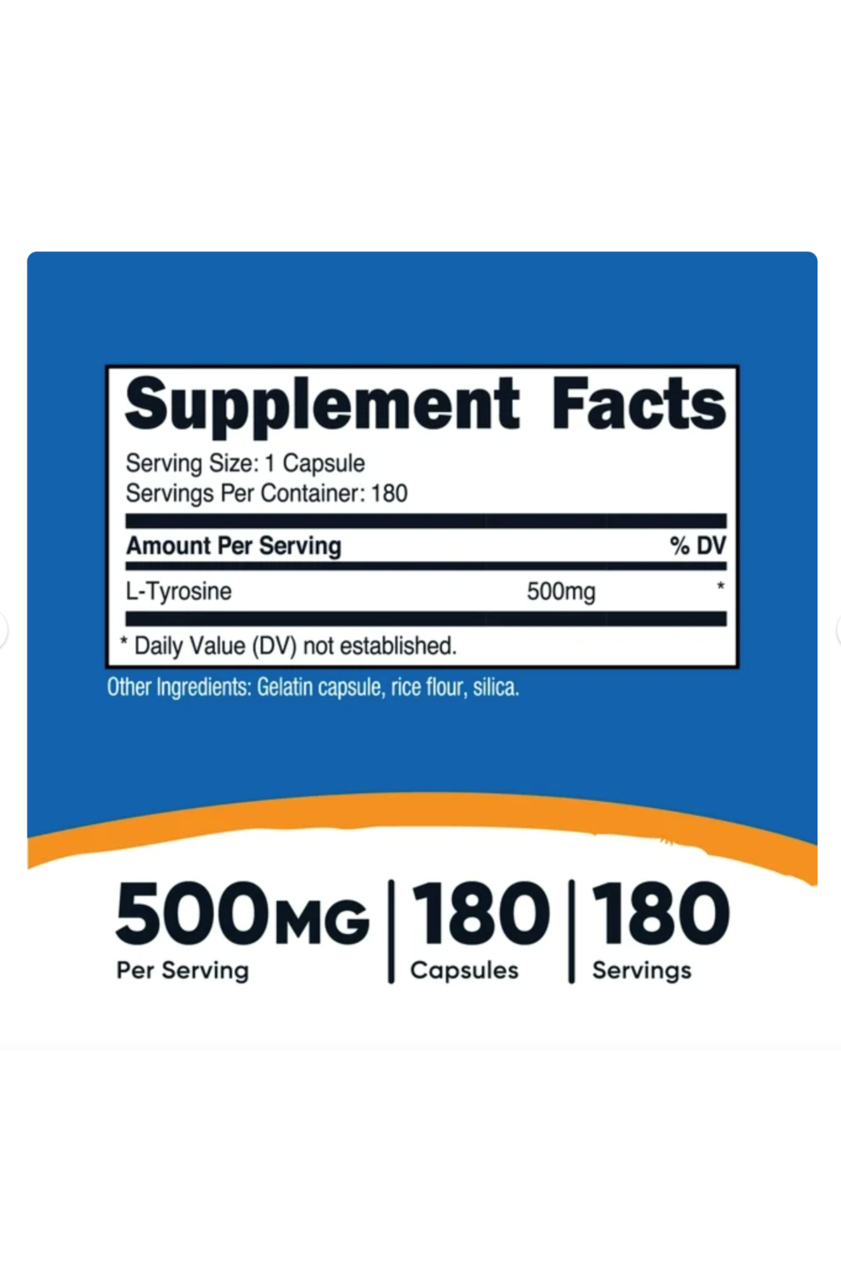 Nutricost L-Tyrosine 500mg, 180 Capsules - Non-GMO & Gluten Free.Usa.37.
