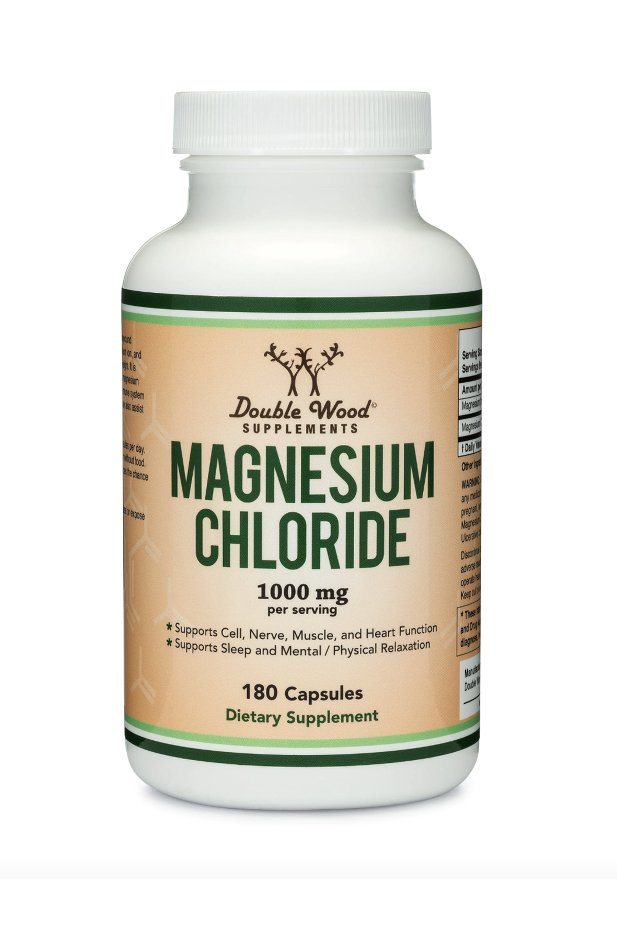 Double Wood Magnesium Chloride (Cloruro De Magnesio) 180 Capsul 1000mg.Abd menşei.39.