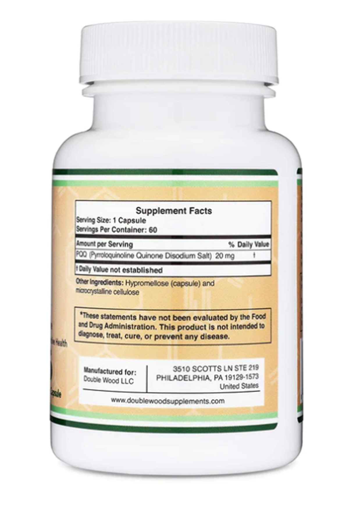 Double Wood  PQQ (Pyrroloquinoline quinone) 20mg 60 Capsul.Orj Abd Firma Ürünü.39.