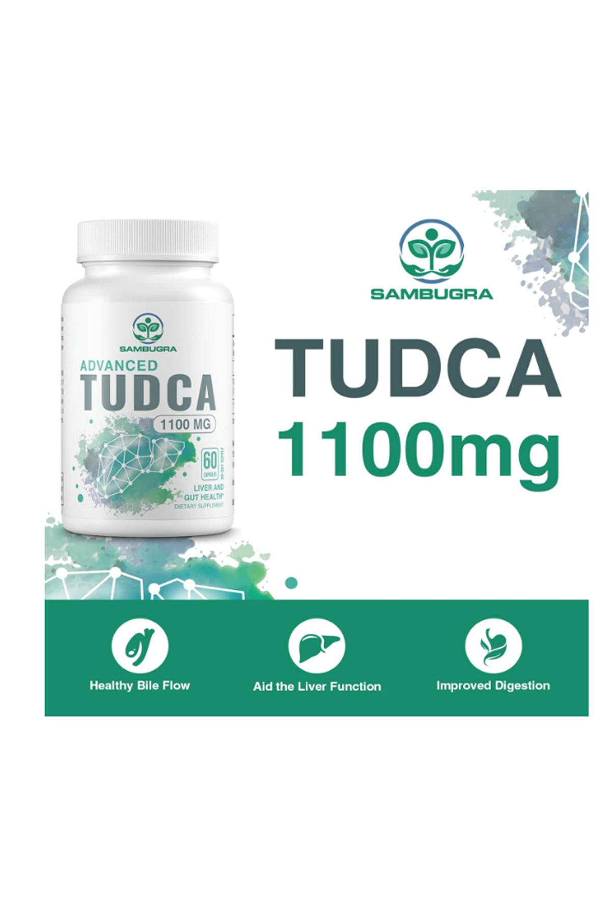 SAMBUGRA TUDCA Liver 1100mg, Ultra Strength, Liver Cleanse Detox and Repair, 60 Capsul.Usa Amazon Best Seller.45.