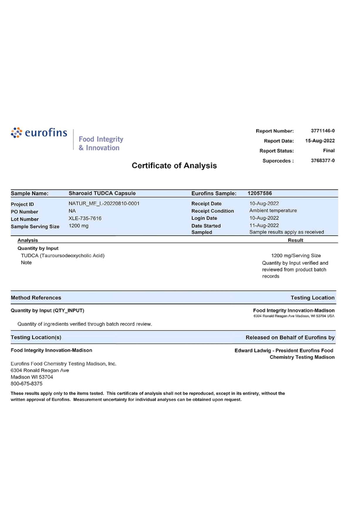 Sharoaid TUDCA Liver Support Supplements 1200 mg 60 Capsul. Usa Version.48.