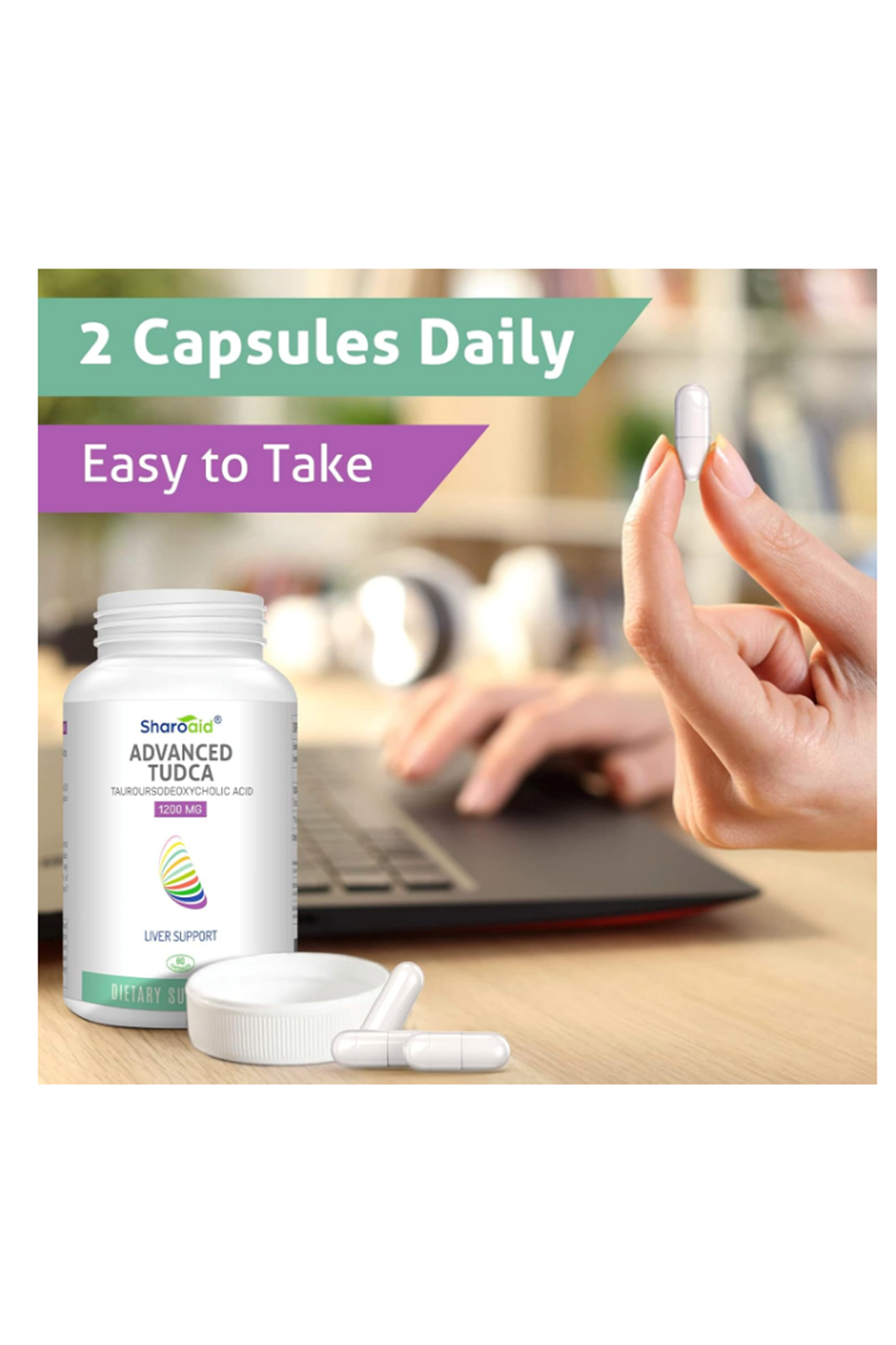 Sharoaid TUDCA Liver Support Supplements 1200 mg 60 Capsul. Usa Version.48.