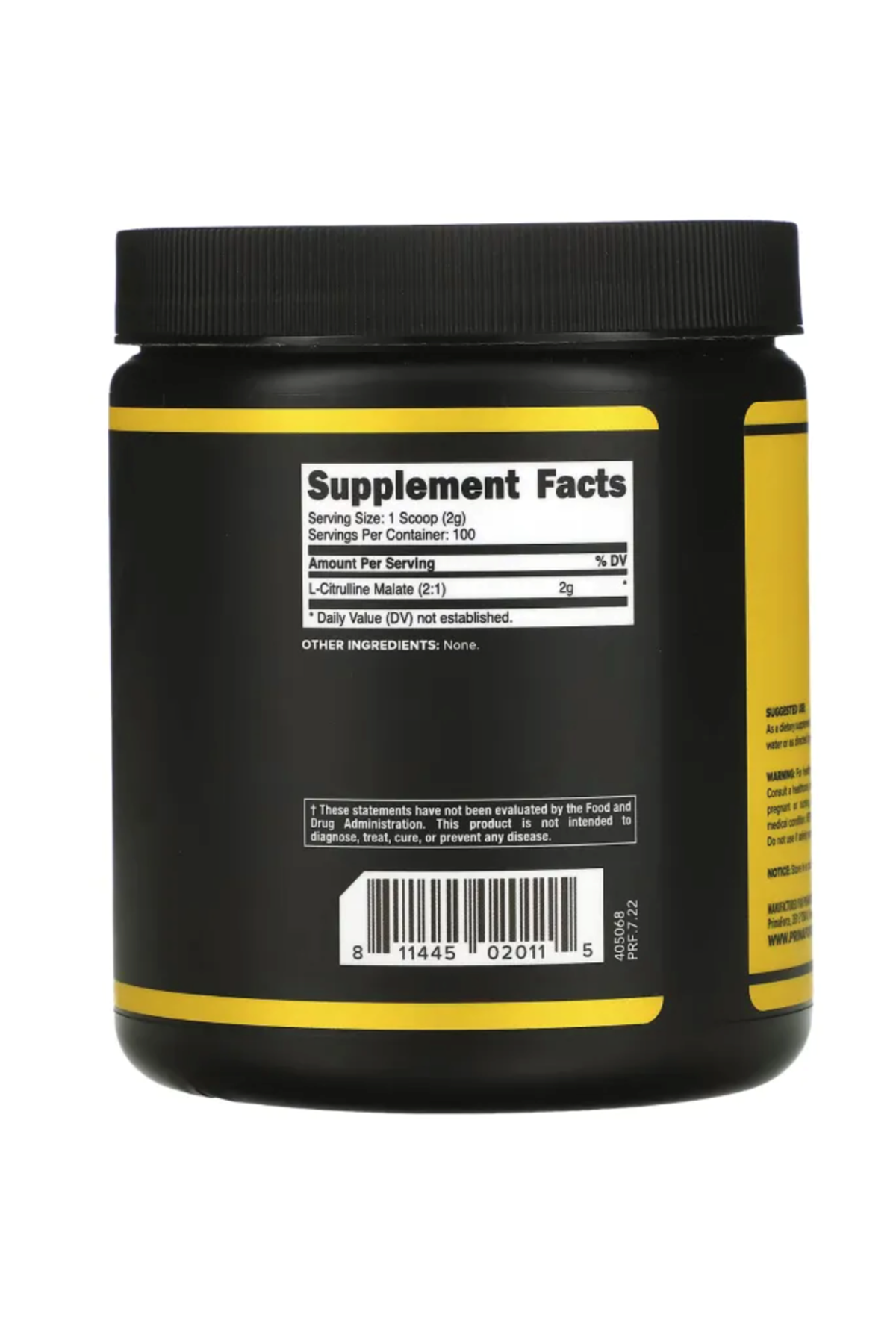 PrimaForce L-Citrulline Malate Powder, Unflavored Pre Workout Supplement, 200 Grams - Non-GMO.Usa.37.