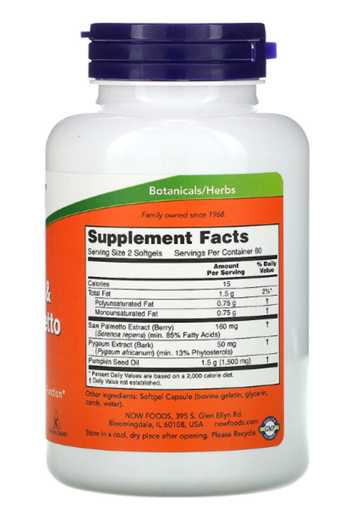 NOW Foods, Pygeum  Saw Palmetto, 120 Softgels.USA MENŞEİ.50.