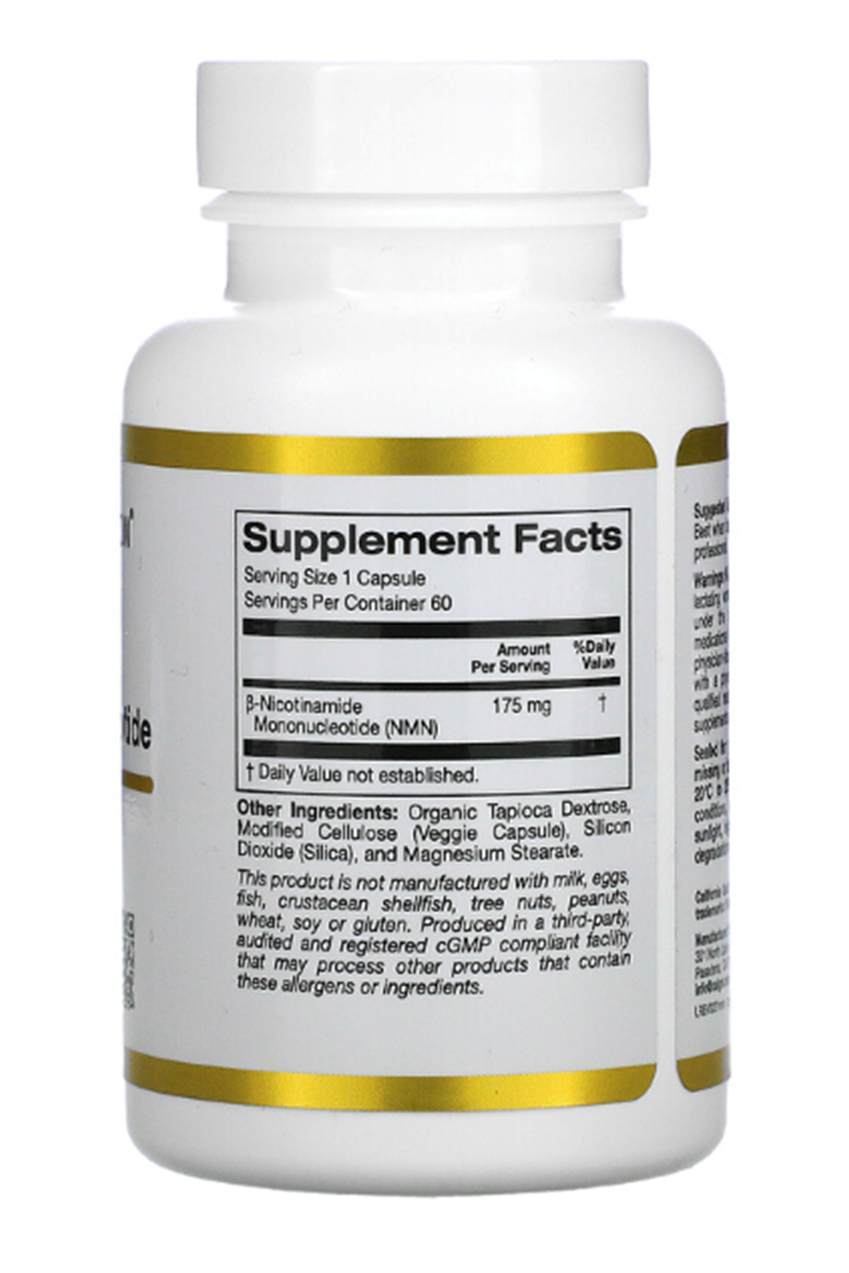 California Gold Nutrition NMN Nicotinamide Mononucleotide 175 mg, 60 Veggie Capsul.Usa Menşei.42.