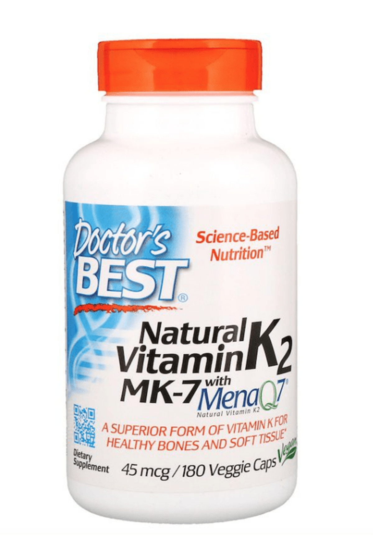 Doctor's Best, Natural Vitamin K2 MK-7 with MenaQ7, 45 mcg, 180 Veggie Capsul.USA.47.