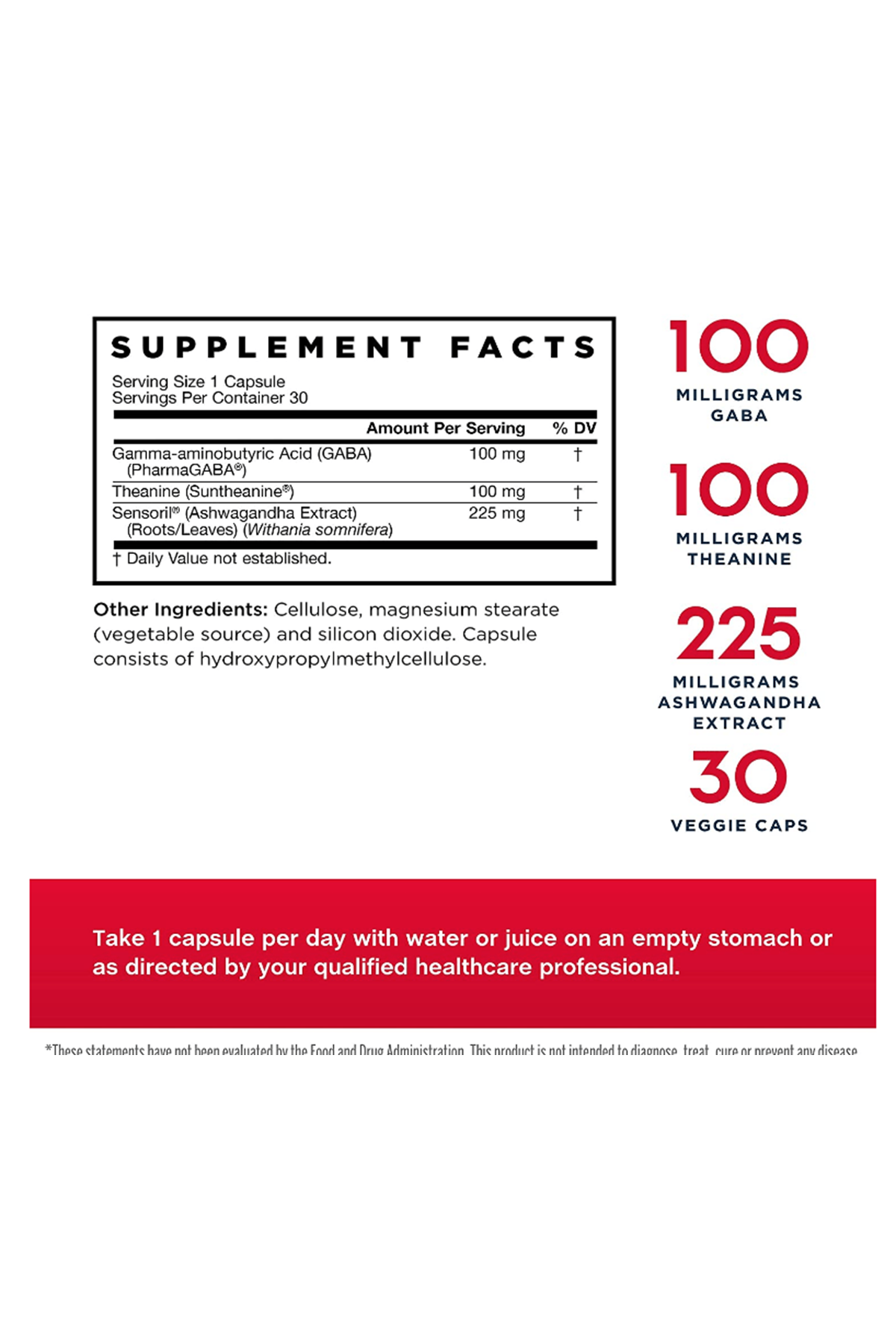 Jarrow Formulas GABA Soothe L-Theanine--Aswanganda, 30 Veggie Capsules.Usa Menşei.49.