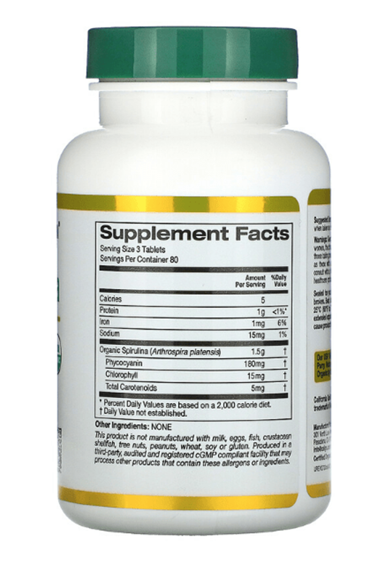 California Gold Nutrition  Organic Spirulina  USDA Organic  500mg  240 Tablet.Usa Menşei.33.