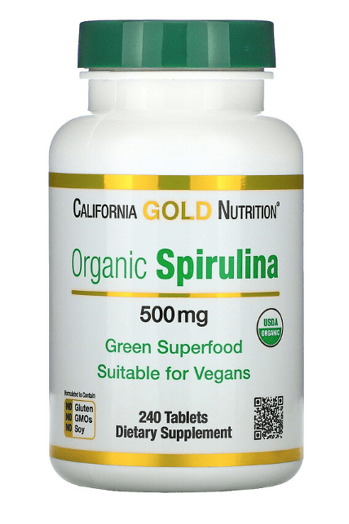 California Gold Nutrition  Organic Spirulina  USDA Organic  500mg  240 Tablet.Usa Menşei.33.