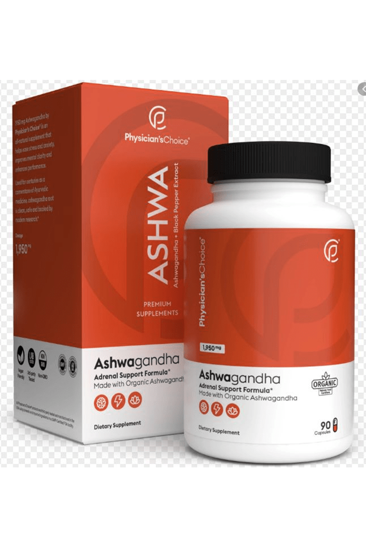 Physician's Choice Organic  1 Serviste 1950mg+15mg Organic Black Pepper 90 Veggie Capsul.Usa Version.46.