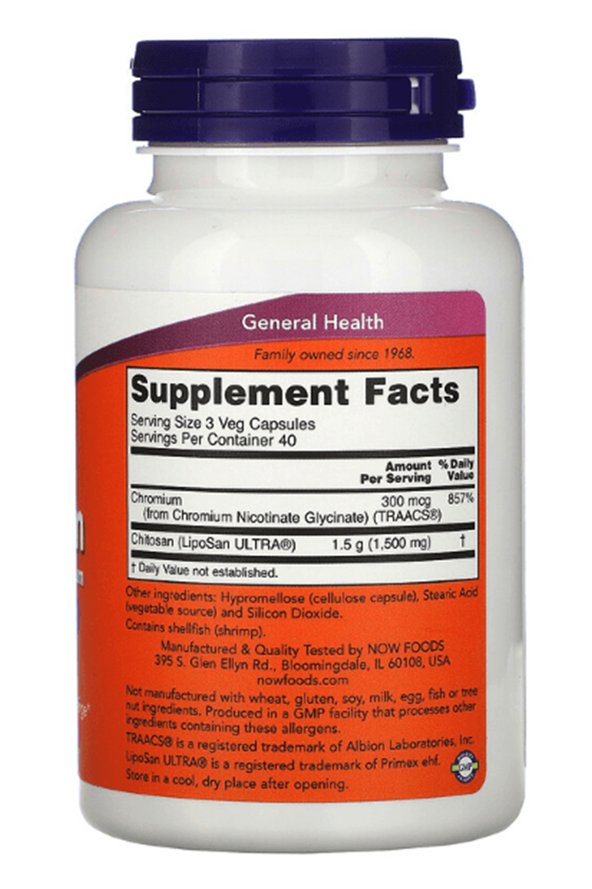 NOW Chitosan Plus Chromium, 500 mg, 120 Veg Capsules. USA MENŞEİ.42.