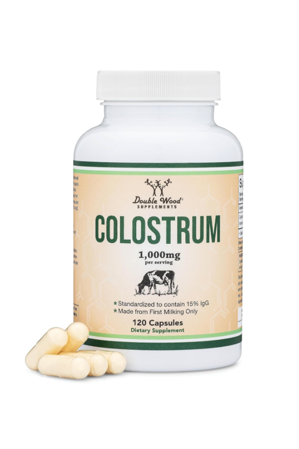 Double Wood (Özelsporcugıdaların'dan !!) Colostrum  120 Capsules 1,000mg  ABD MENŞEİ.40.