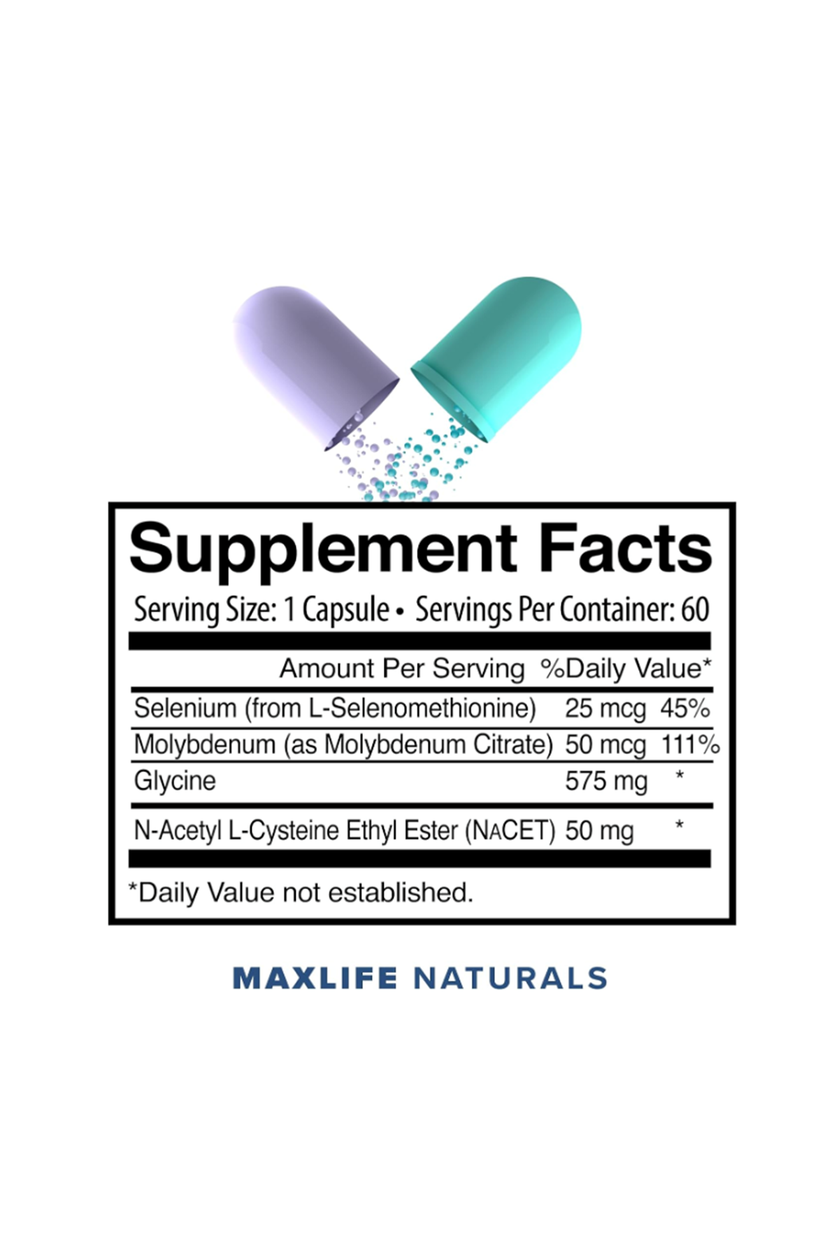 Maxlife Naturals Neuro NACET N-Acetyl Cysteine Ethyl Ester 60 Capsul.Made ın Usa 43.