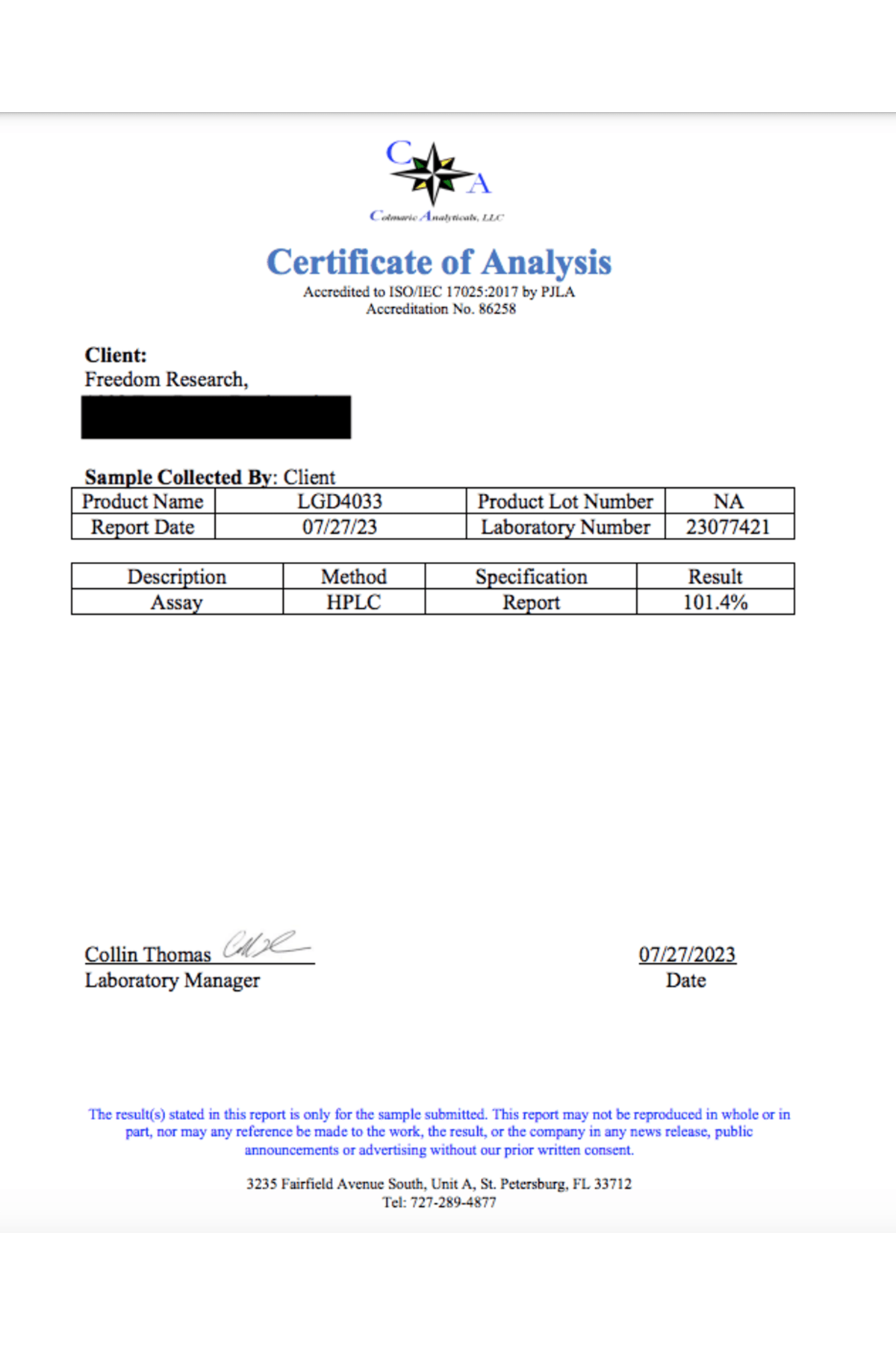 Freedom Research LIGANDROL -LGD4033 30ml 10mg .Made ın Usa 41.