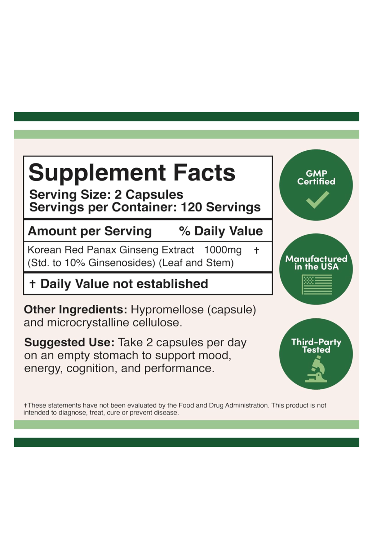 Double Wood Korean Red Panax Ginseng Extract 1000mg  240 Veg Capsul.43.