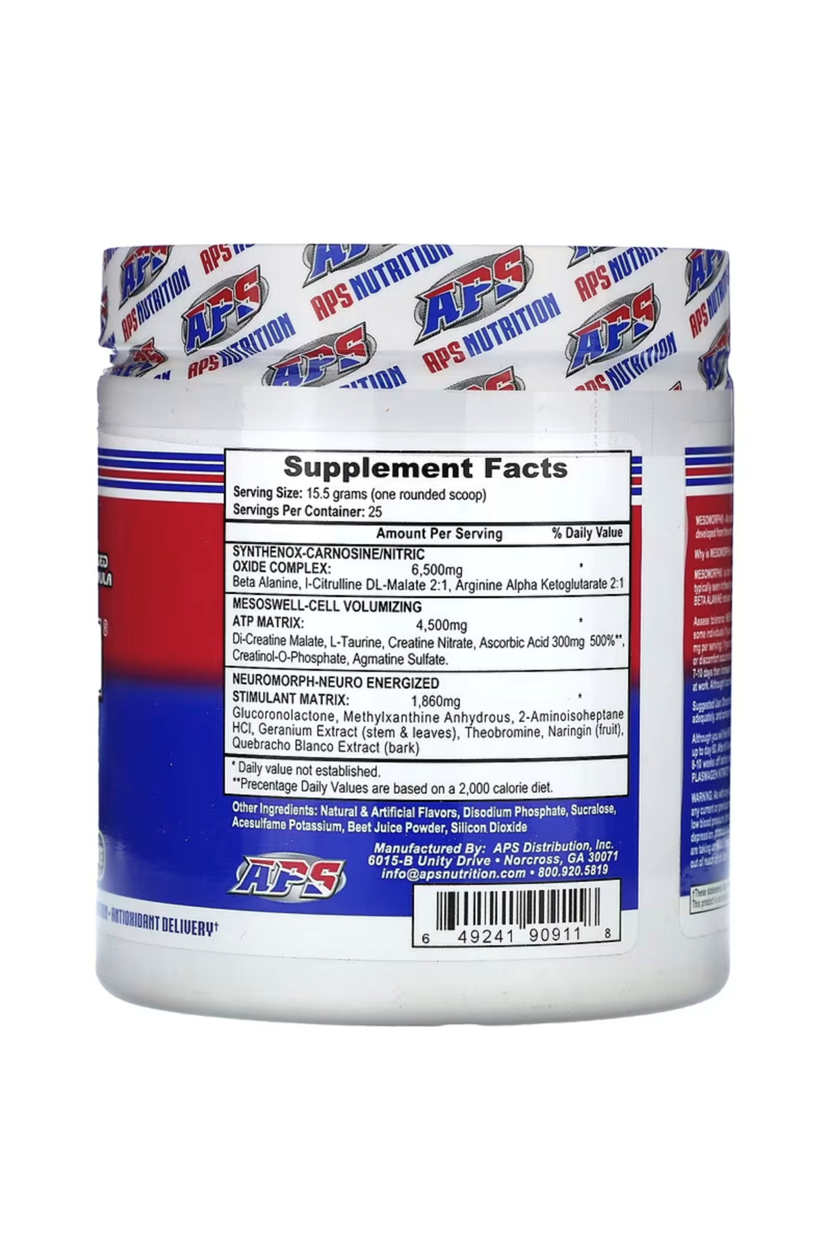 APS Mesomorph® Competition 1.3D+DMHA Series PreWorkout 388gr 25 Sevis. USA 48.