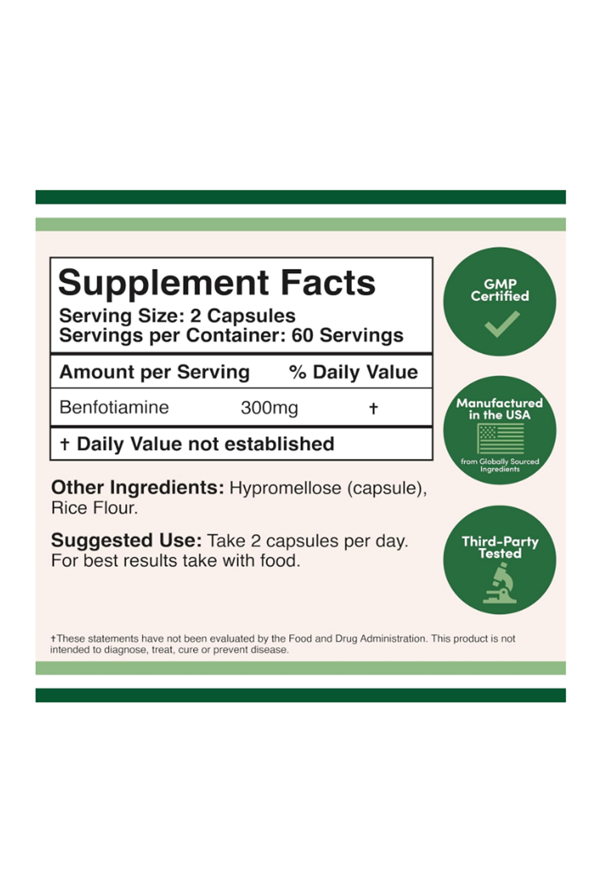 Double Wood Benfotiamine 300mg (120 Capsules) Usa Version 39.