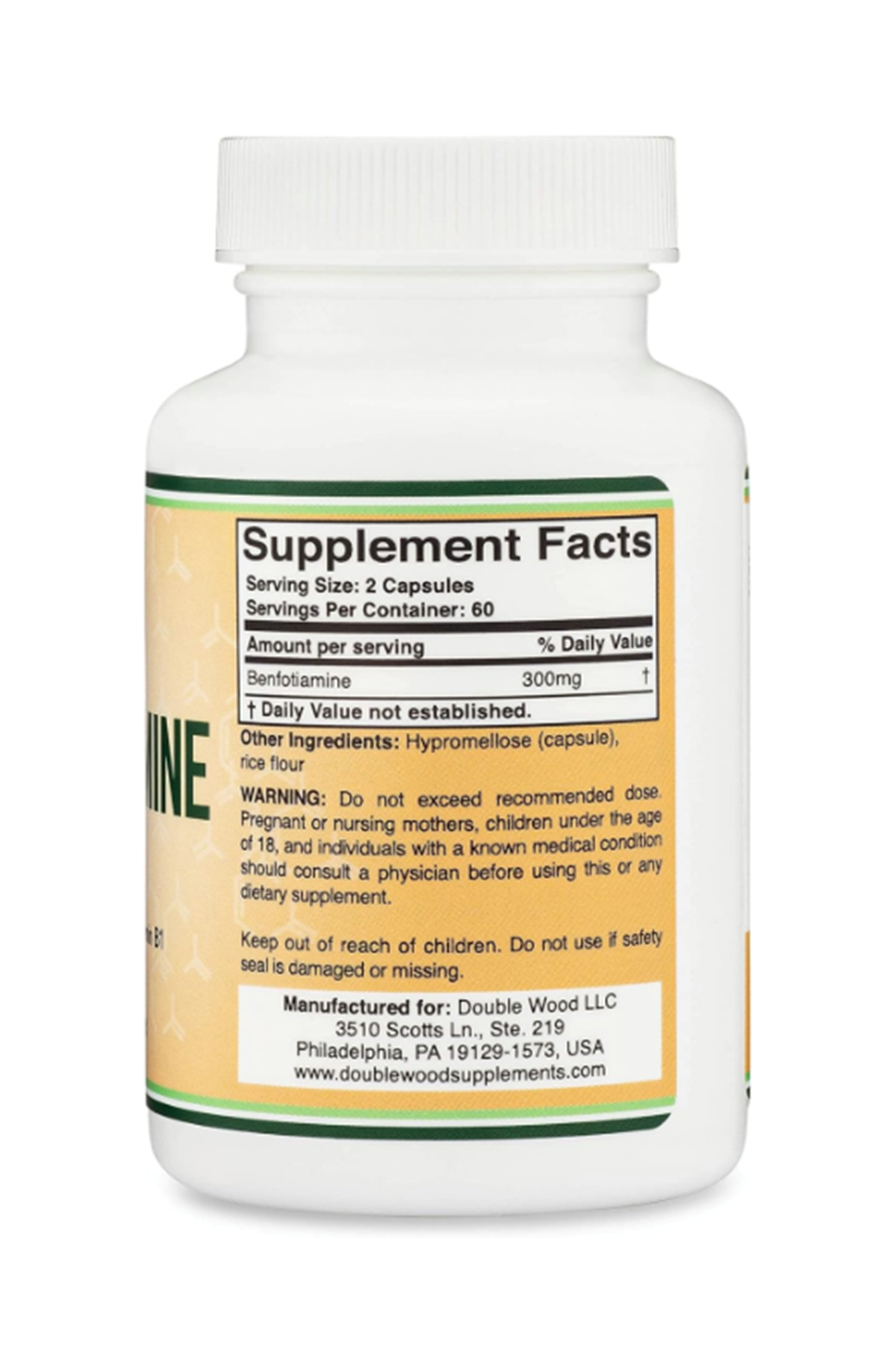 Double Wood Benfotiamine 300mg (120 Capsules) Usa Version 39.