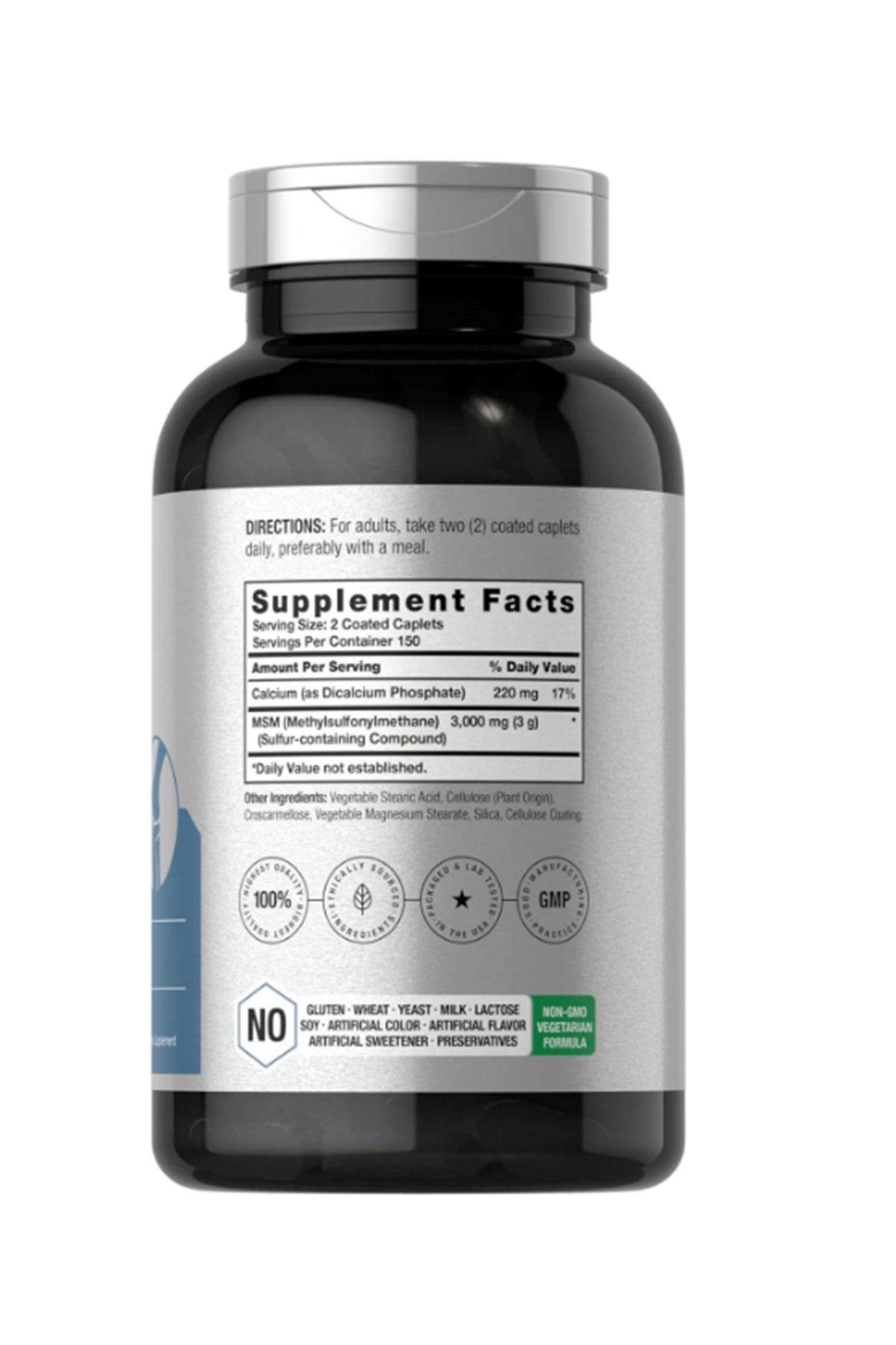 Horbäach MSM  3000mg  300 Coated Tablet  Methylsulfonylmethane with Calcium Vegetarian, Non-GMO, Gluten Free.52.