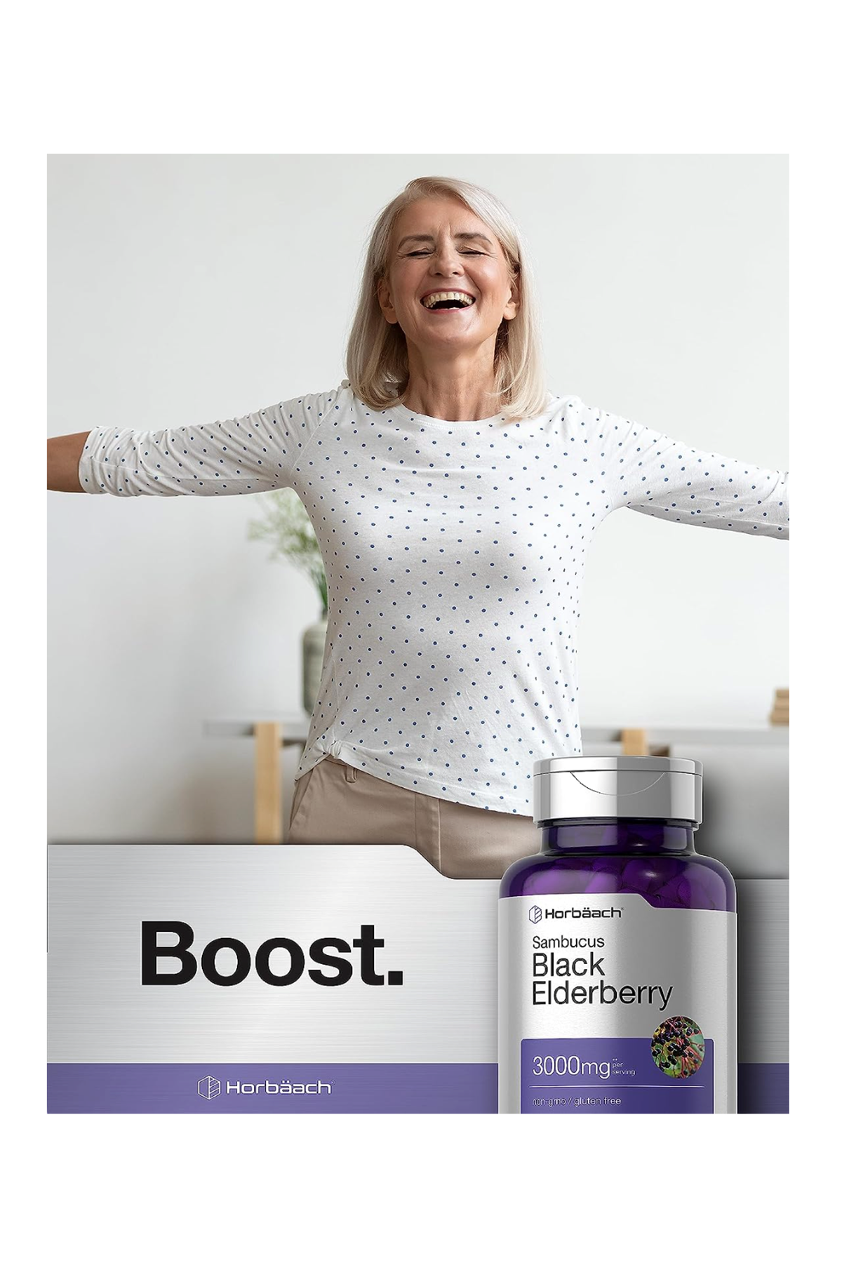 Horbaach Sambucus Black Elderberry  3000mg  180 Capsul.Usa Menşei.37.