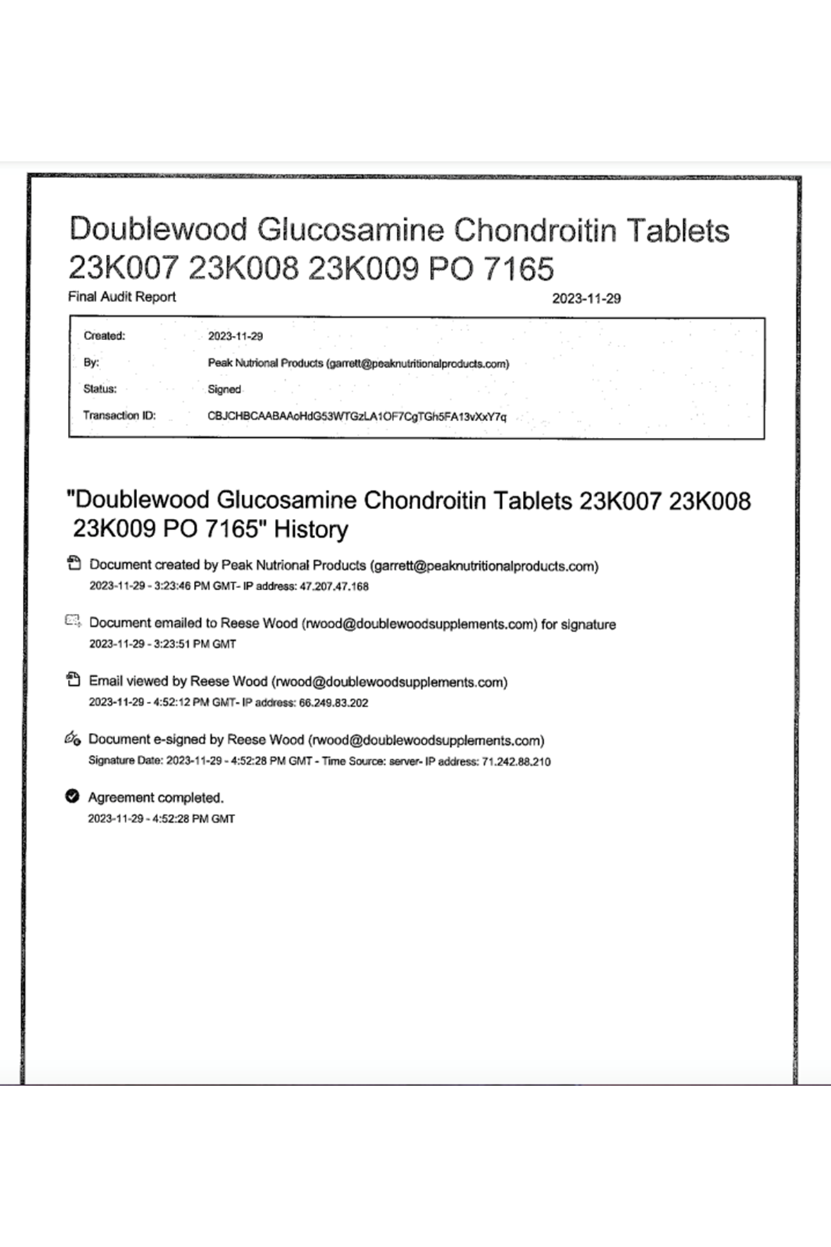 Double Wood Glucosamine Chondroitin Triple Strength  2700mg  180 Tablet (ÖSG ÖZEL SPORCU GIDALARI).Usa Menşei.40.